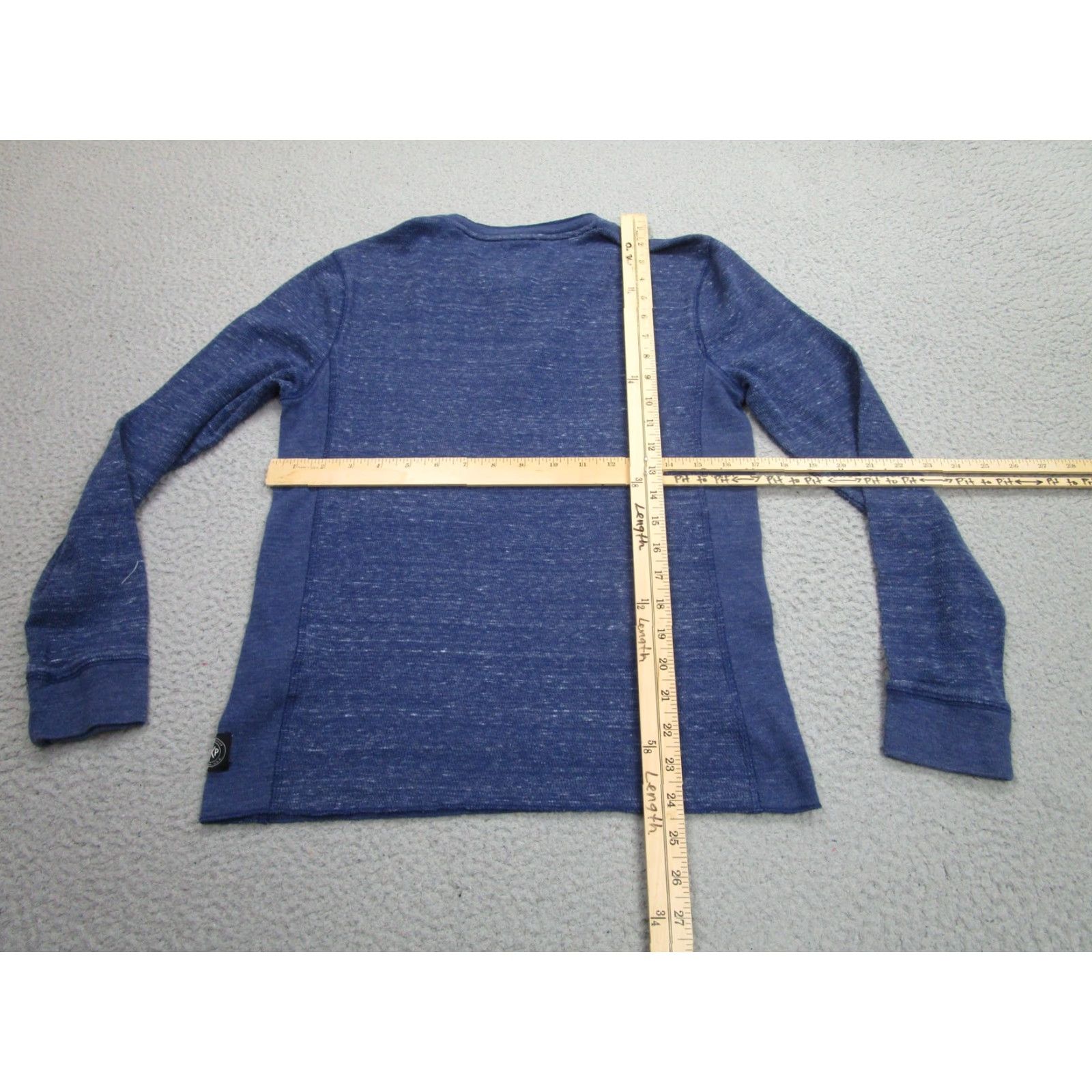 Express Express Waffle Shirt Mens Small Blue Long Sleeve Henley Thermal Tee Top Size US S / EU 44-46 / 1 - 6 Thumbnail