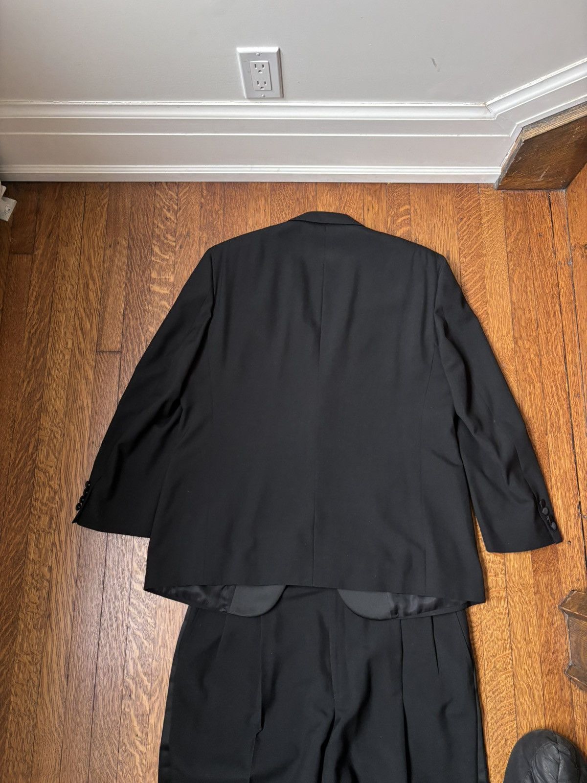 Vintage 90s Vintage Tuxedo 1990s 2-Piece Suit Set Black Tux Formal L Size 44R - 8 Thumbnail