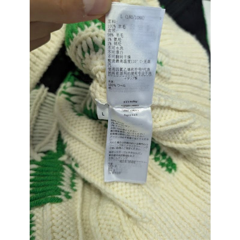 Bottega Veneta o1rshd1 Heavyweight Wool Graphic Knit Sweater Parakeet/Black Size US L / EU 52-54 / 3 - 19 Thumbnail