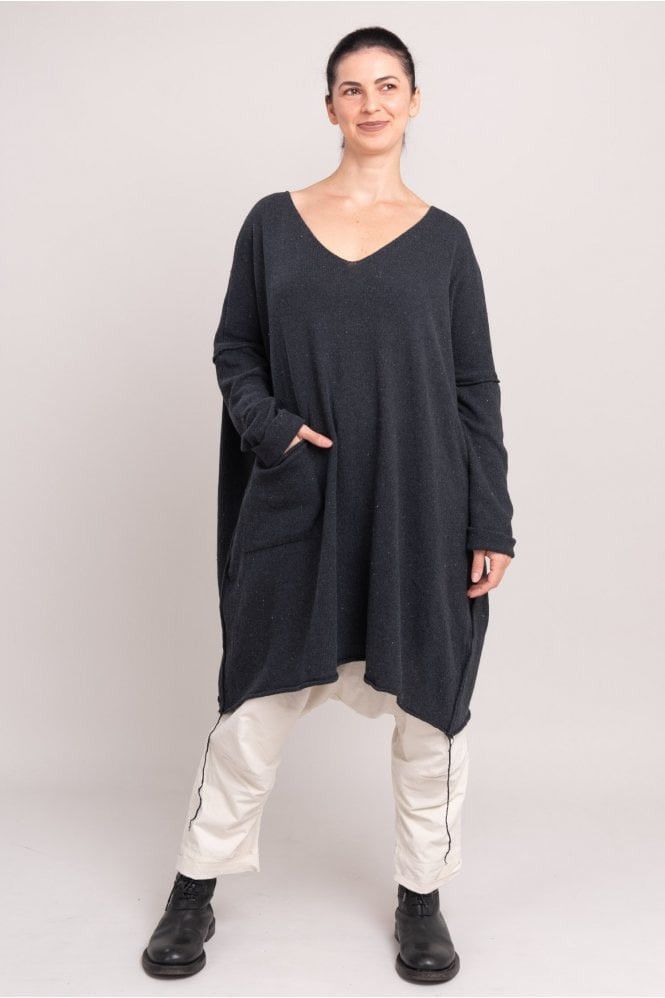 Rundholz Studio b3 Design Amelsa Mud Dark Oversized Knit Tunic Cotton Size S / US 4 / IT 40 - 1 Thumbnail