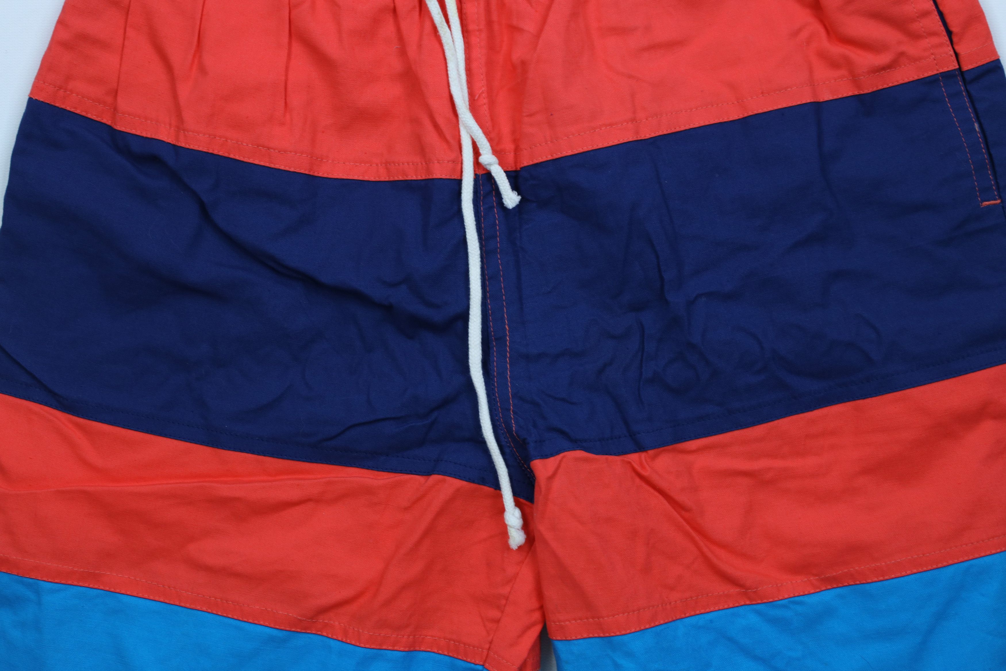Vintage Vintage 90s Streetwear Block Lined Shorts Trunks Cotton Size US 32 / EU 48 - 3 Thumbnail