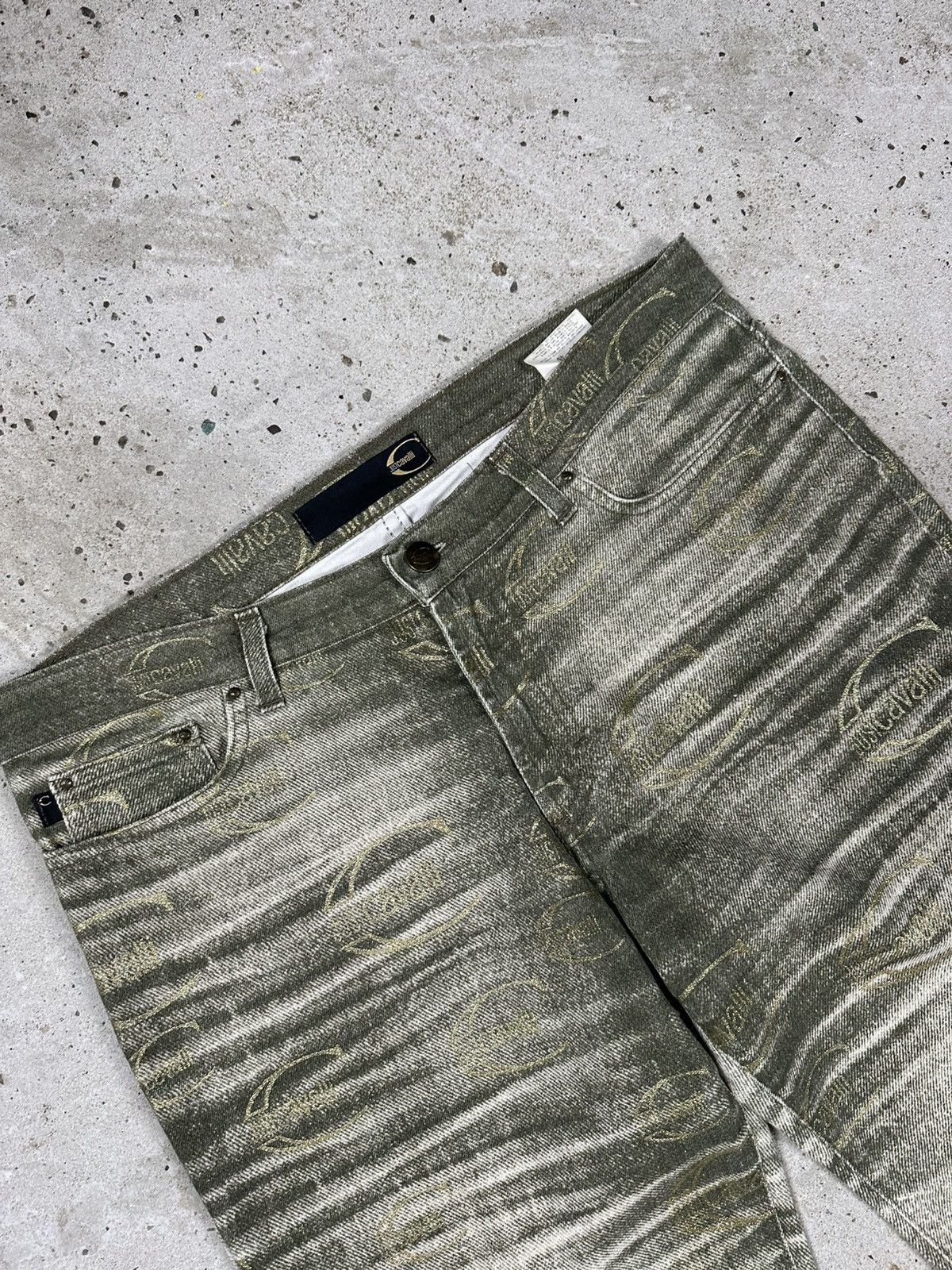 Just Cavalli Vintage 2000s Roberto Just Cavalli Monogram Flare Denim Pant Size 31" - 5 Thumbnail