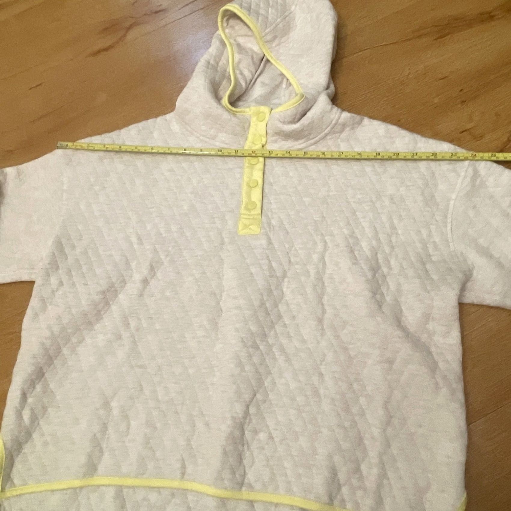 Marine Layer Marine Layer Corbet Quilted Hoodie Pullover Womens XL Cream Neon Yellow Pullover Size XL / US 12-14 / IT 48-50 - 6 Thumbnail