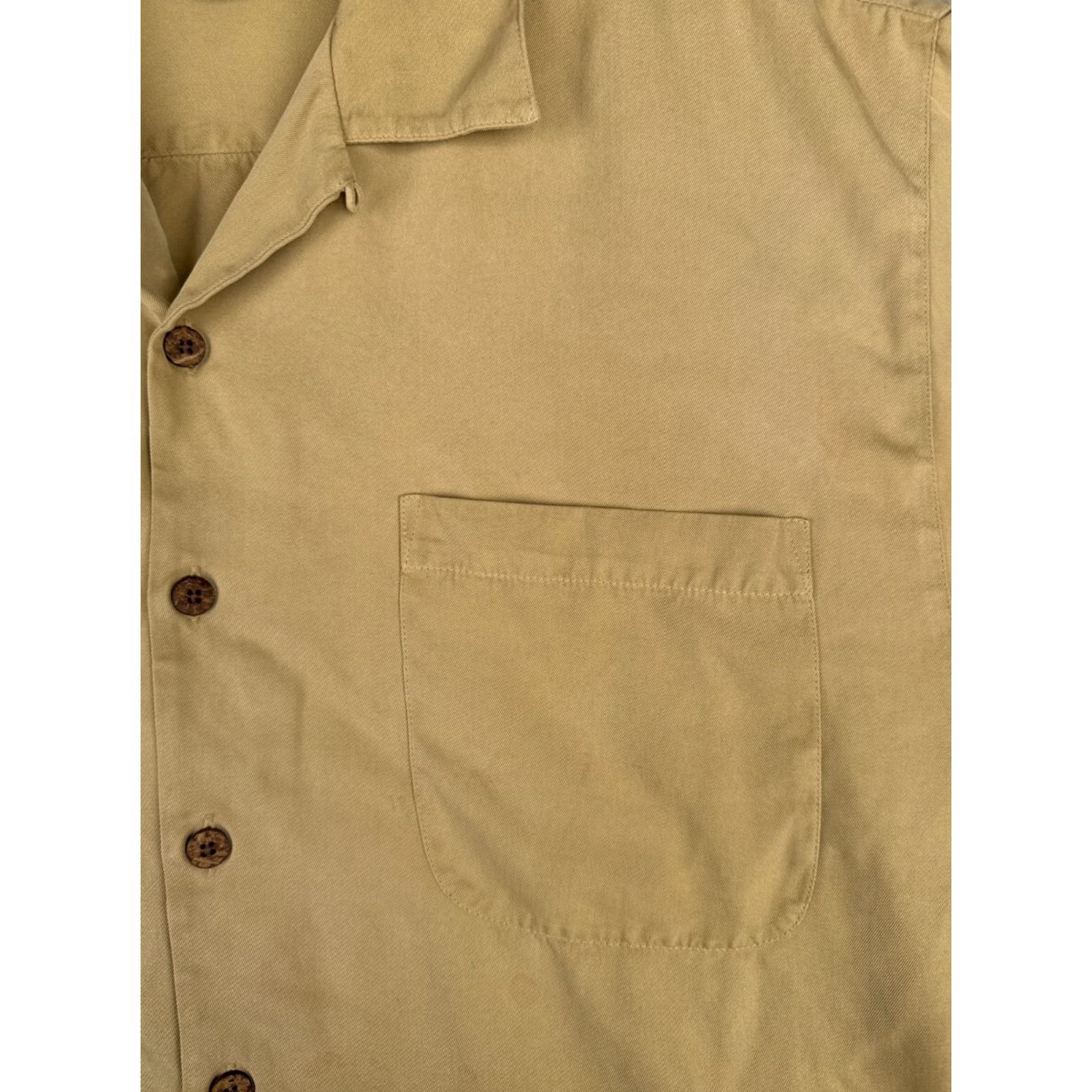 Tommy Bahama Tommy Bahama Shirt Men Large Yellow Khaki Solid Button-Up Silk Hawaiian Beach Size US L / EU 52-54 / 3 - 6 Thumbnail