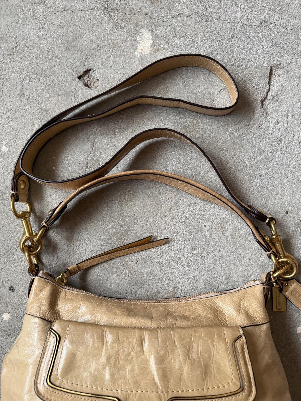 Coach Coach 2Way Poppy Leather Shoulder Bag Beige Size ONE SIZE - 3 Thumbnail