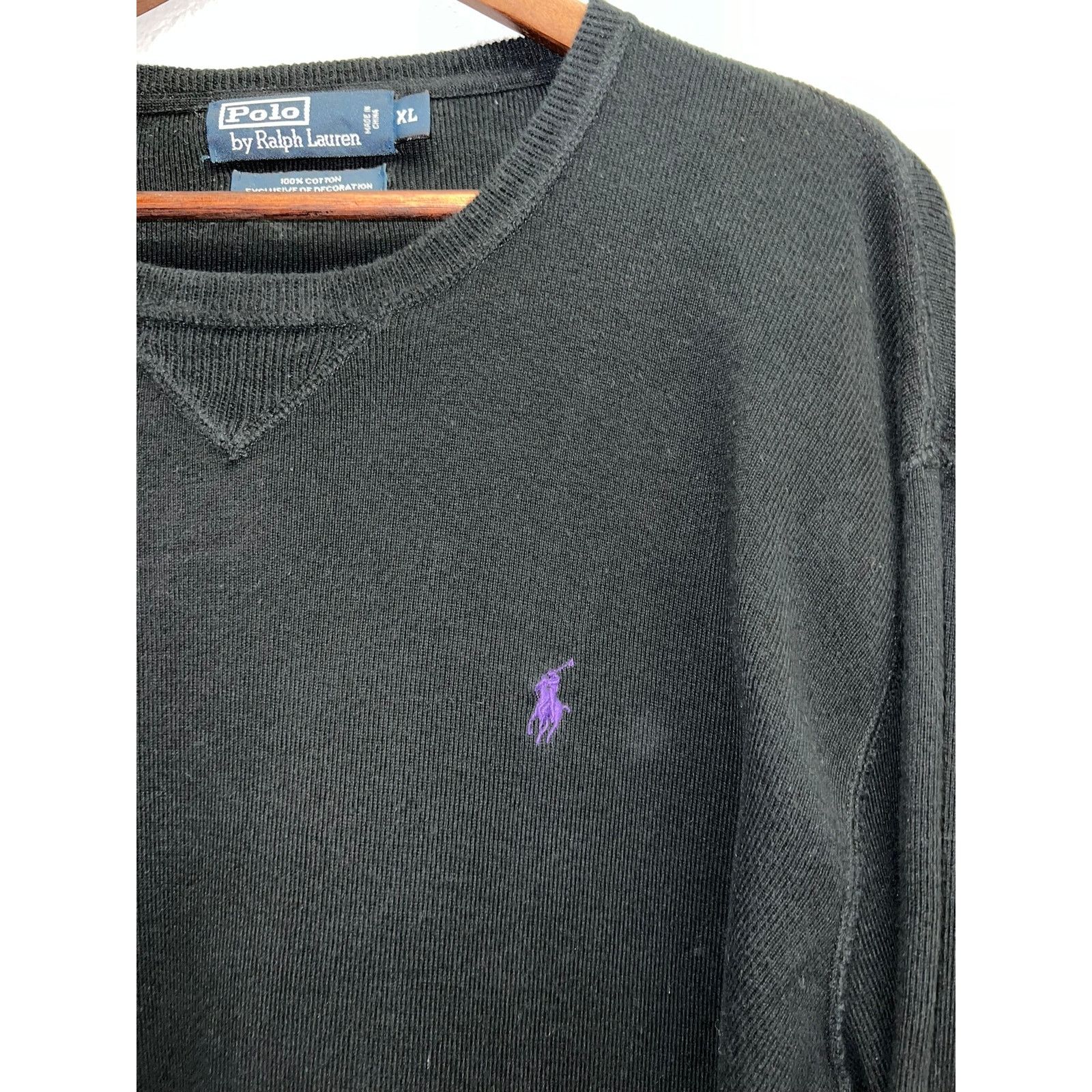 Vintage Polo Ralph Lauren Black Sweater Pullover V-Neck PRL XL Size US XL / EU 56 / 4 - 3 Thumbnail