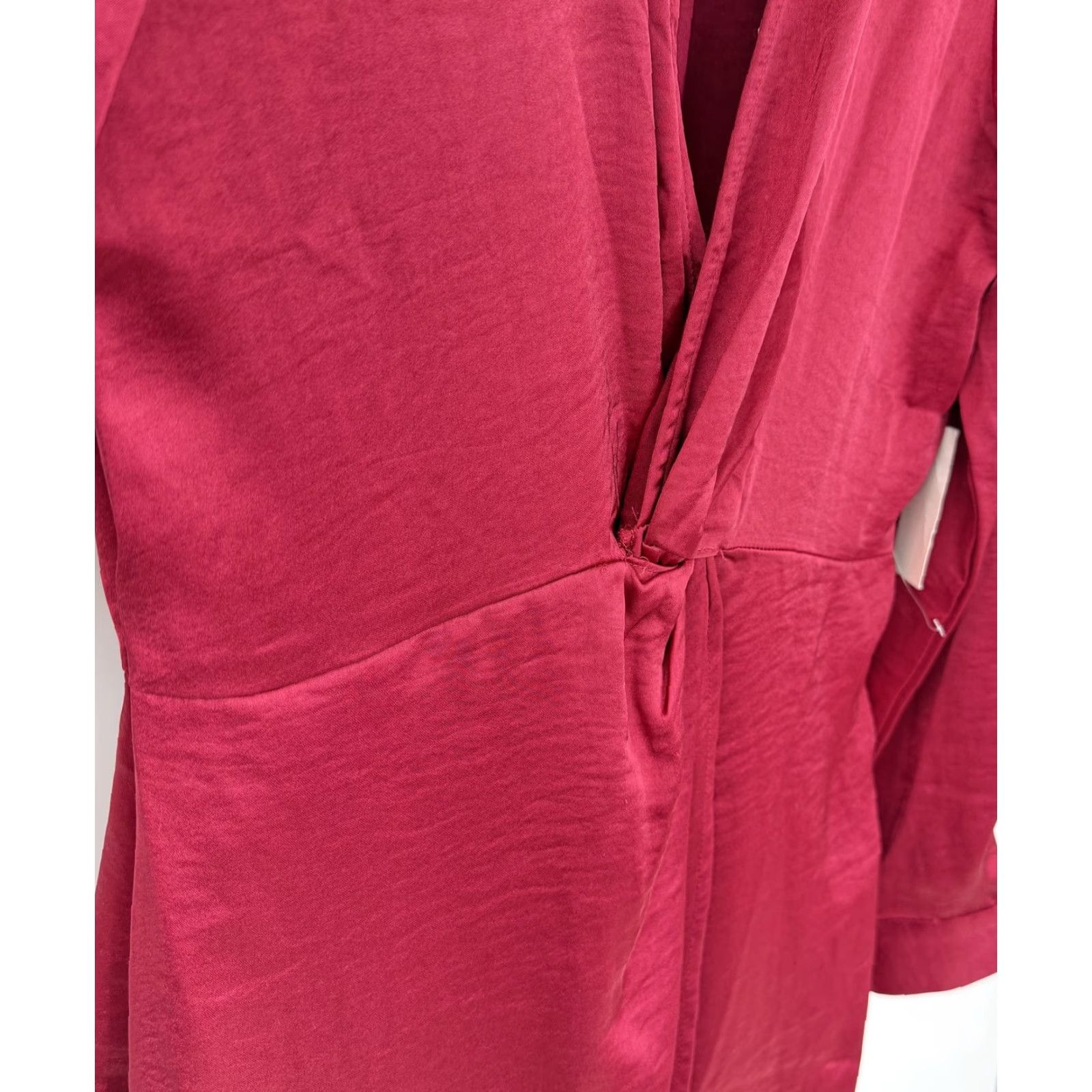 Vintage Mila Mae Dress Shirt Dress Wine Red Long Sleeve Maxi Knot Front Sz M Adults Womens Size M / US 6-8 / IT 42-44 - 5 Thumbnail
