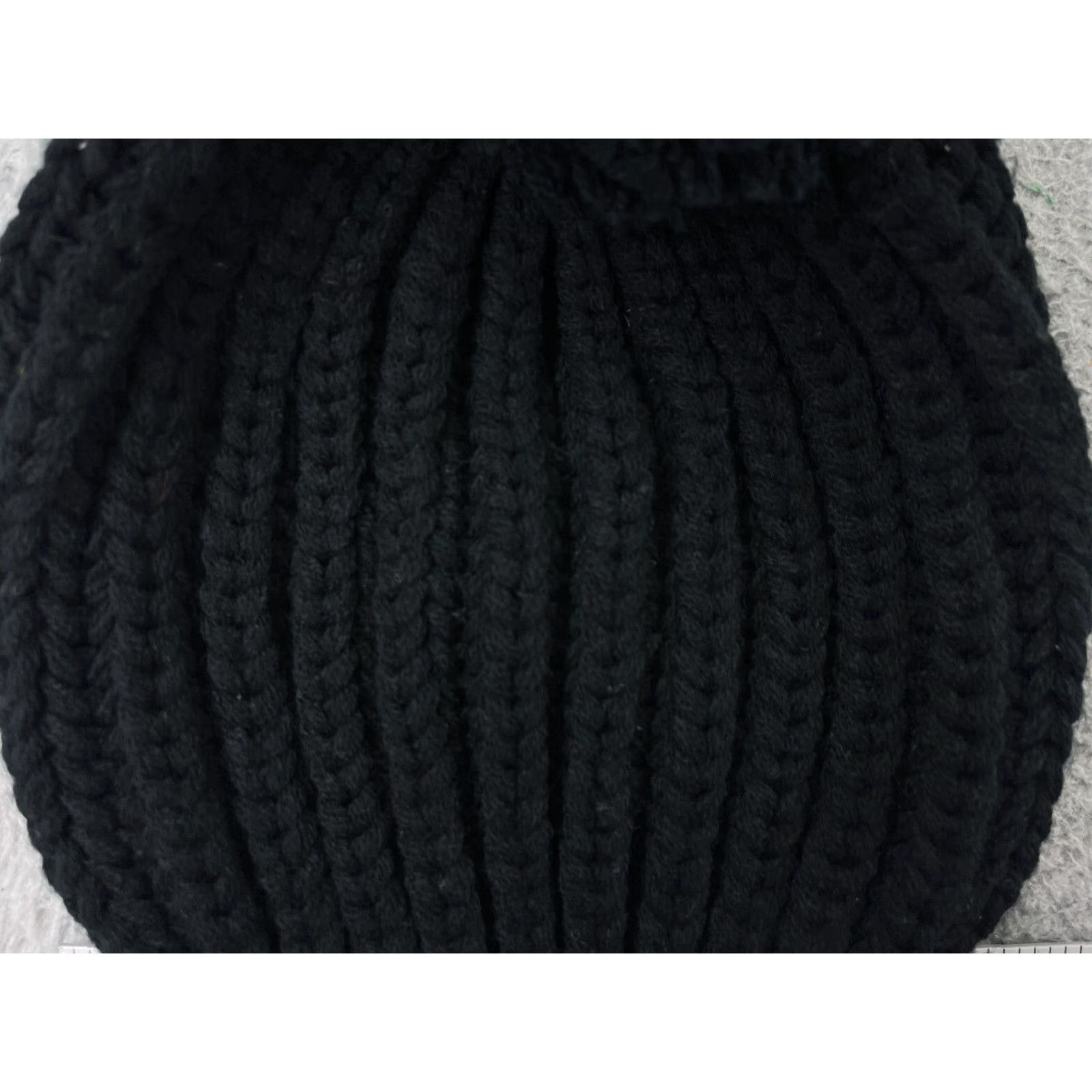 Vintage Beanie Toque Womens One Size Black Double Knit Acrylic Winter Snow Ski Pom Beanie Womens Ski Theme Accessories Winter Size ONE SIZE - 2 Thumbnail