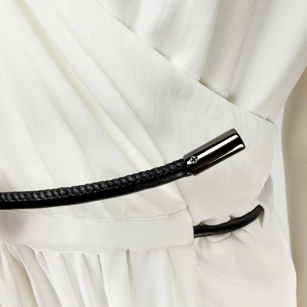 ADAM ET ROPE ADAY Minimalist Multiway White Maxi Dress with Black Belt S Size S / US 4 / IT 40 - 15 Thumbnail