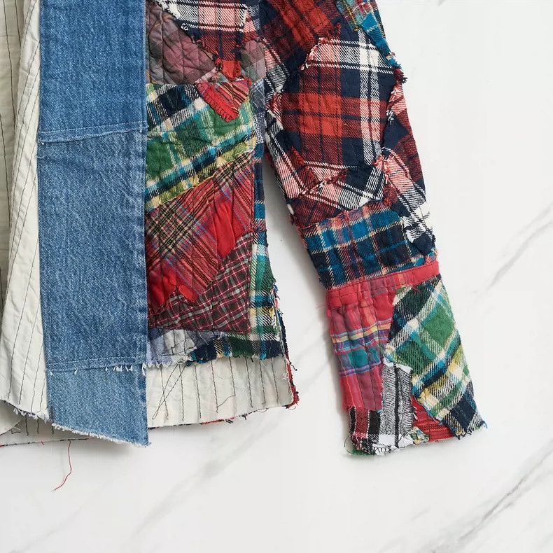 Greg Lauren greg laurenMen's plaid patchwork cardigan shirt 2505-Nextar Size US M / EU 48-50 / 2 - 6 Thumbnail