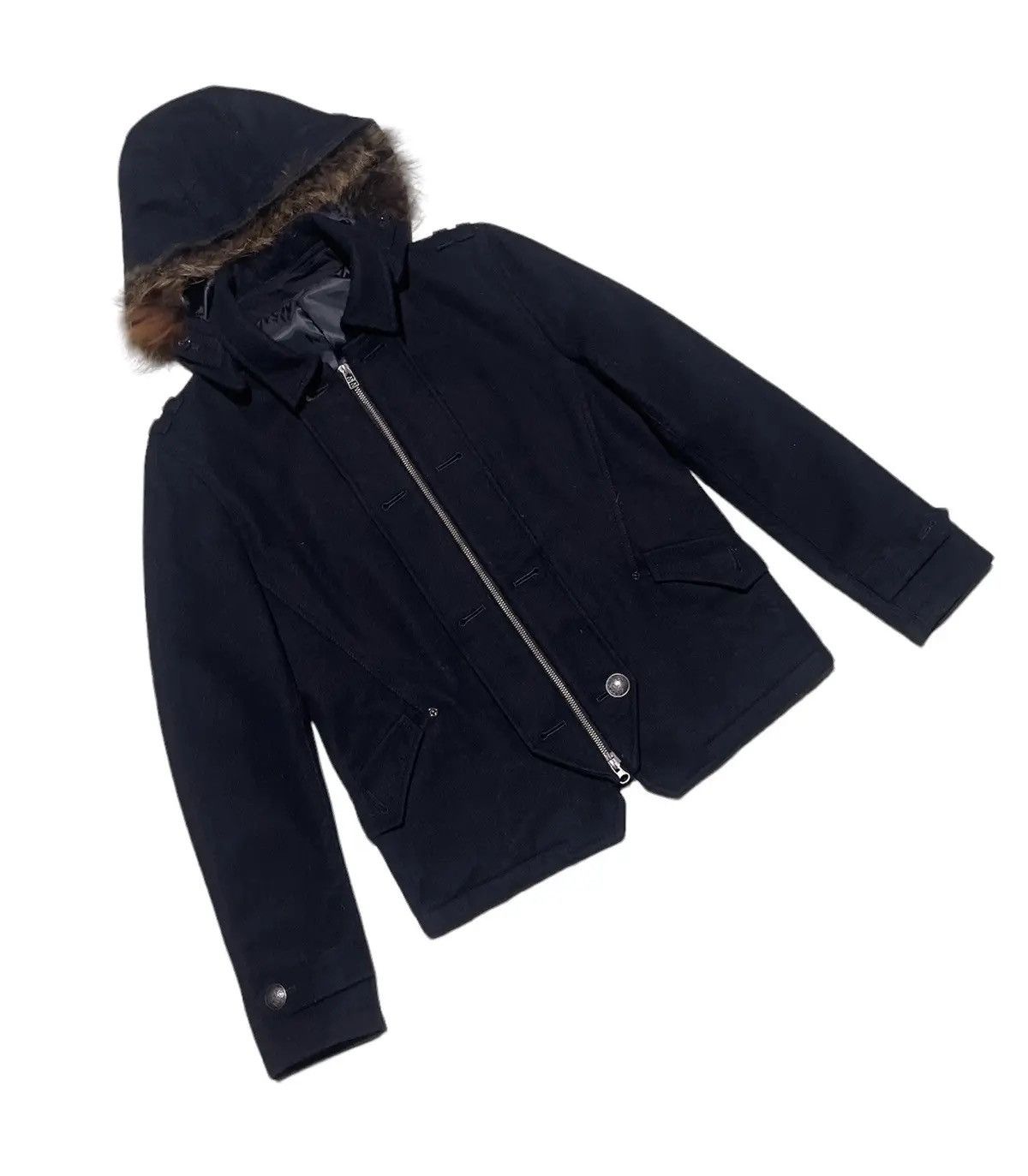 PPFM PPFM Japanese Double Layer Wool Blouson Jacket Fur Hooded Size US L / EU 52-54 / 3 - 4 Thumbnail