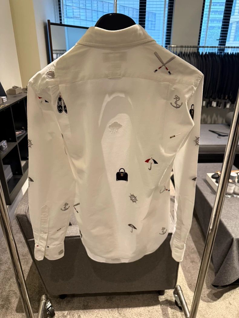 Thom Browne Thom Browne size2 Embroidered shirt with white embroidery Size US M / EU 48-50 / 2 - 2 Thumbnail