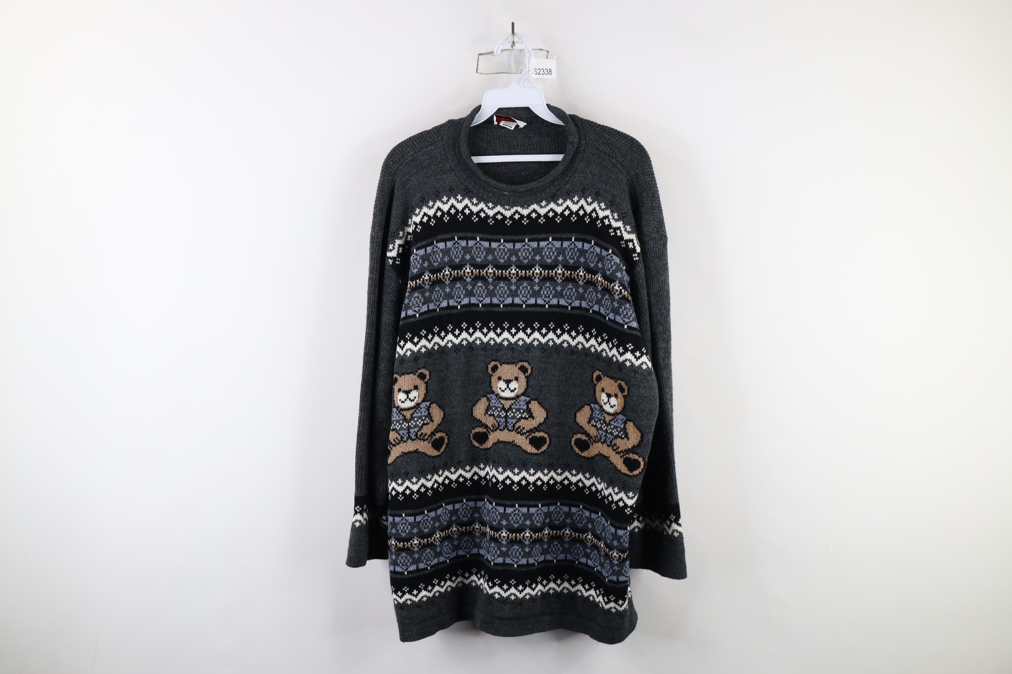 Vintage Vintage 90s Streetwear Teddy Bear Marled Knit Sweater USA Size M / US 6-8 / IT 42-44 - 1 Thumbnail