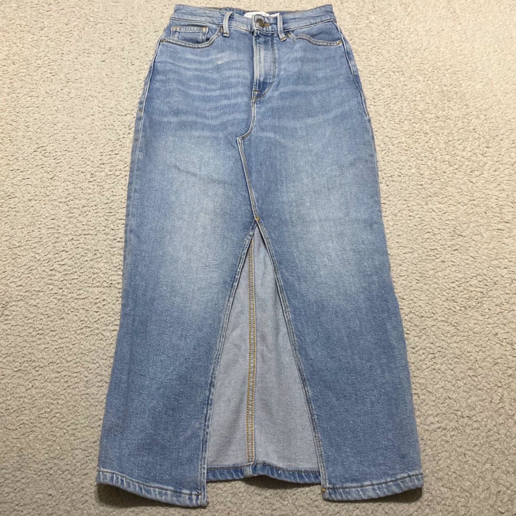 Good American Good American Womens Denim Skirt Midi Straight Slit Blue 0 XS? Size 25" / US 0 / IT 36 - 2 Thumbnail