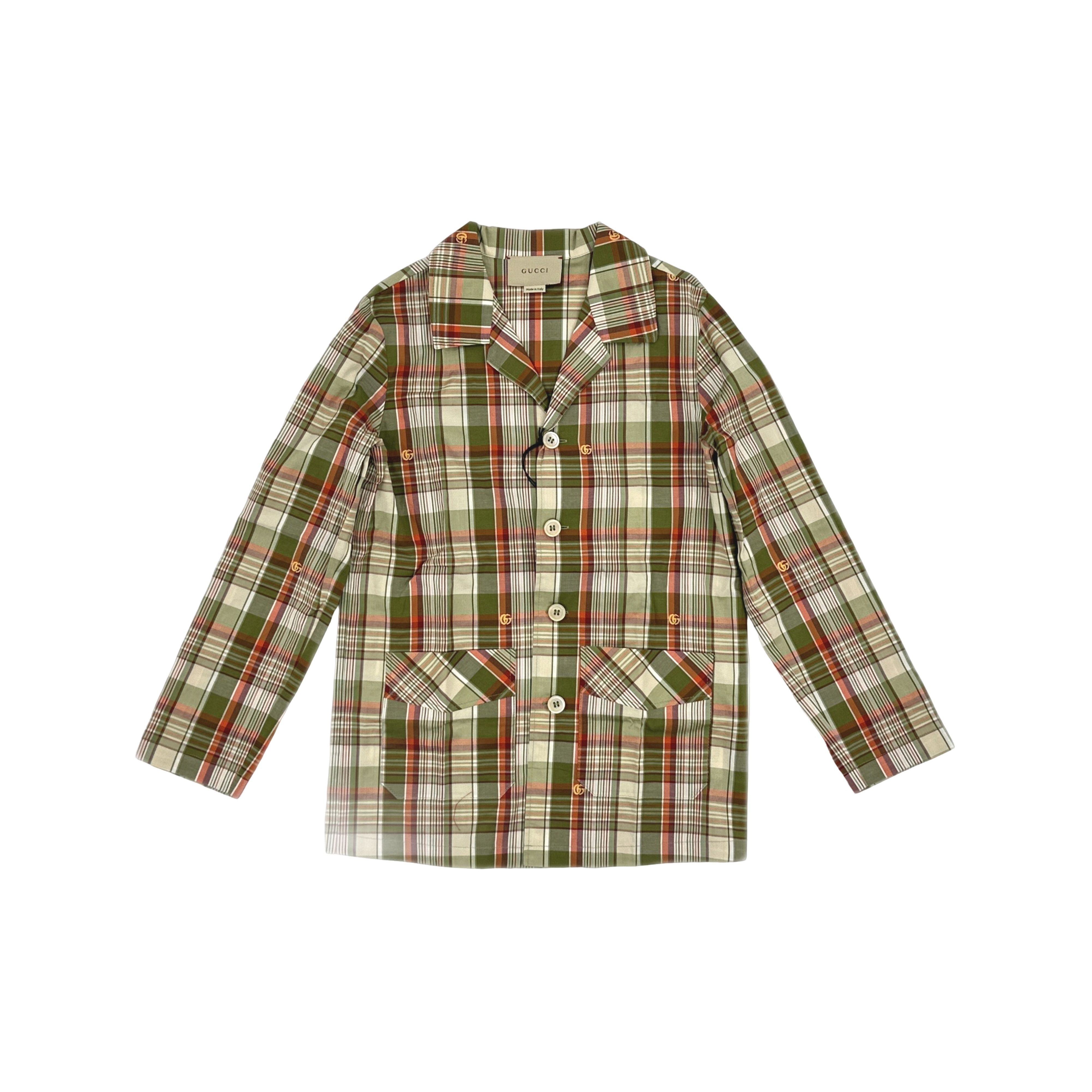 Gucci Gucci SS22 Plaid Double G Cotton Jacket 10 Size US XXS / EU 40 - 1 Thumbnail