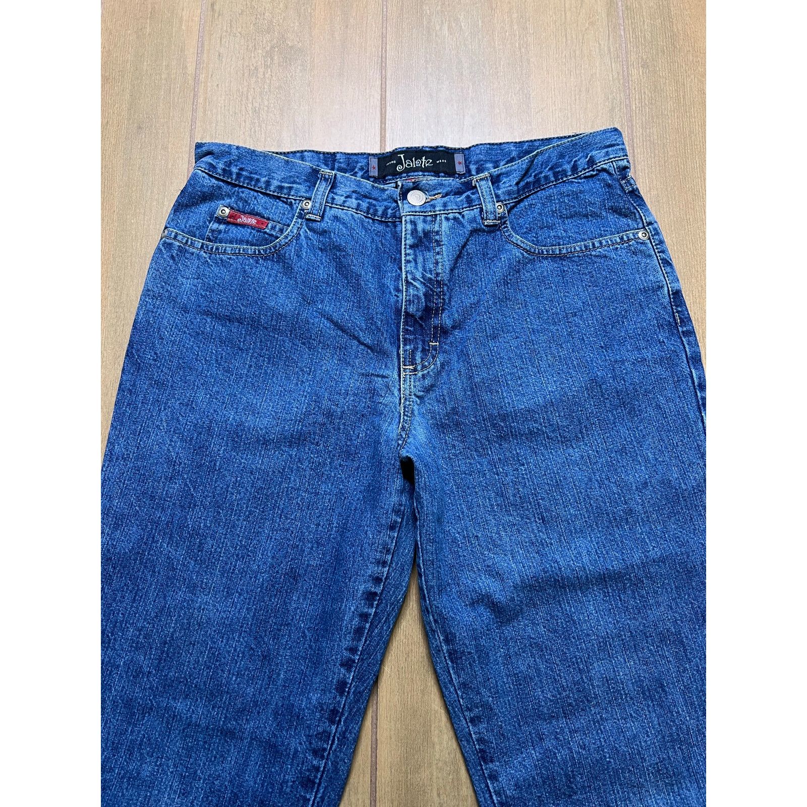 Vintage Jalate Jeans Womens 9/10 Sz 30x26 Blue Denim Floral Cuff Size 30" / US 8 / IT 44 - 2 Thumbnail