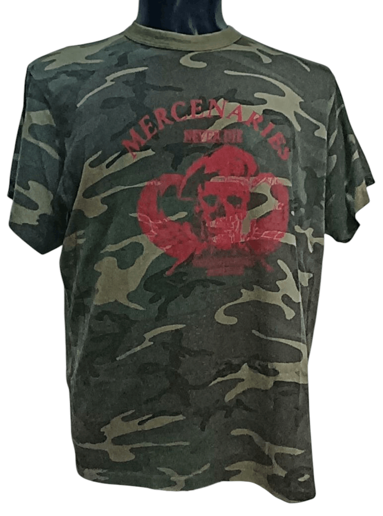 VINTAGE 80s MILITARY PARODY MERCENARIES NEVER DIE SHIRT