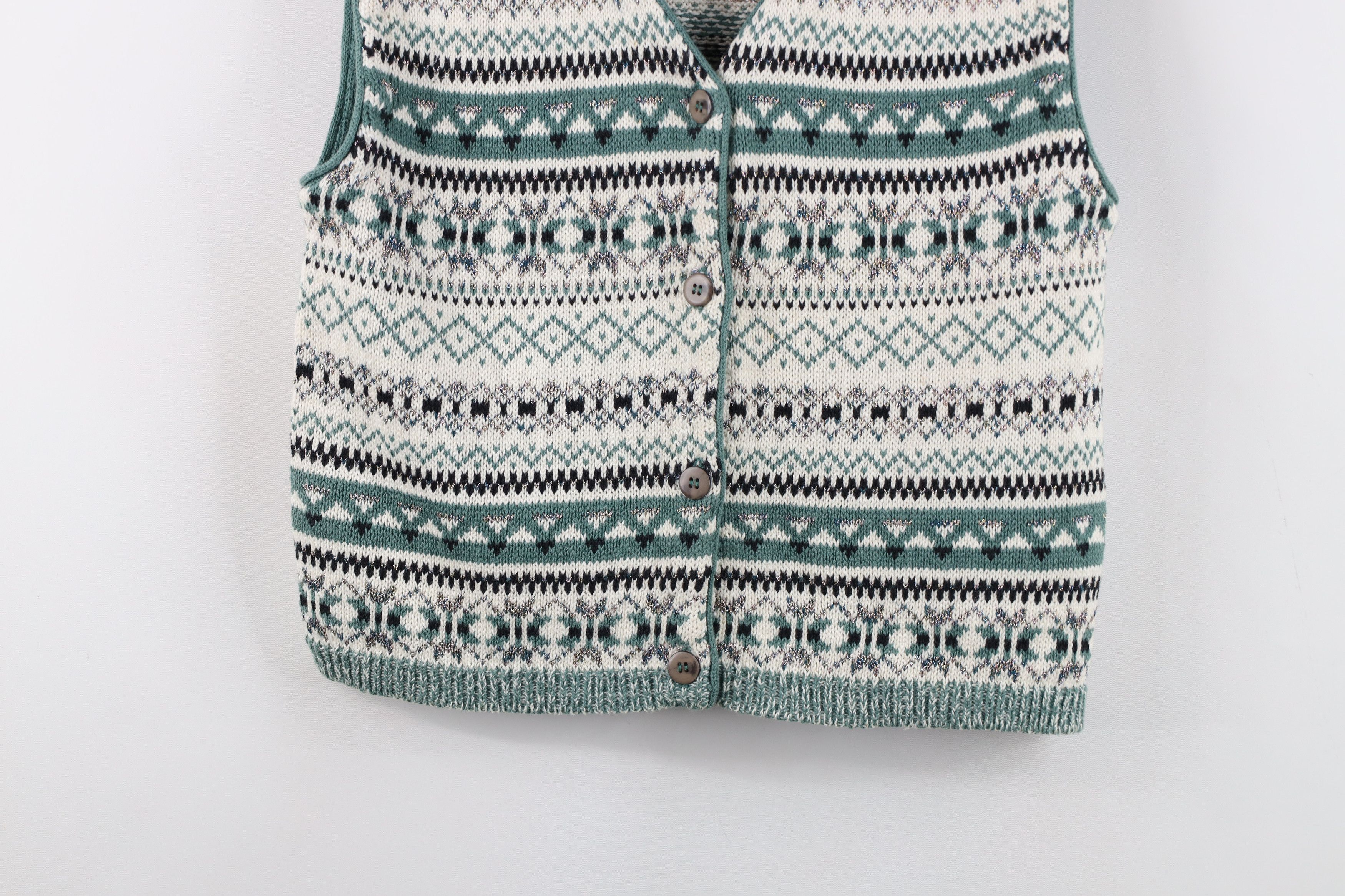 Vintage Vintage 90s Streetwear Metallic Knit Cardigan Sweater Vest Size M / US 6-8 / IT 42-44 - 3 Thumbnail