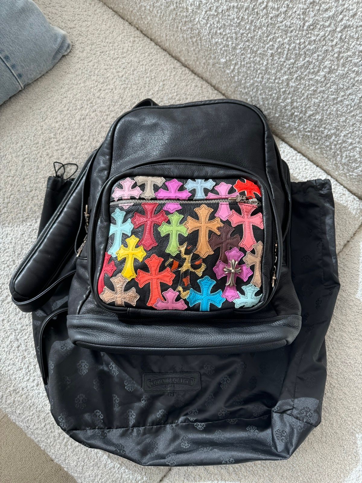 Pre-owned Chrome Hearts 7th Grade Multi Patches Backpack In Black