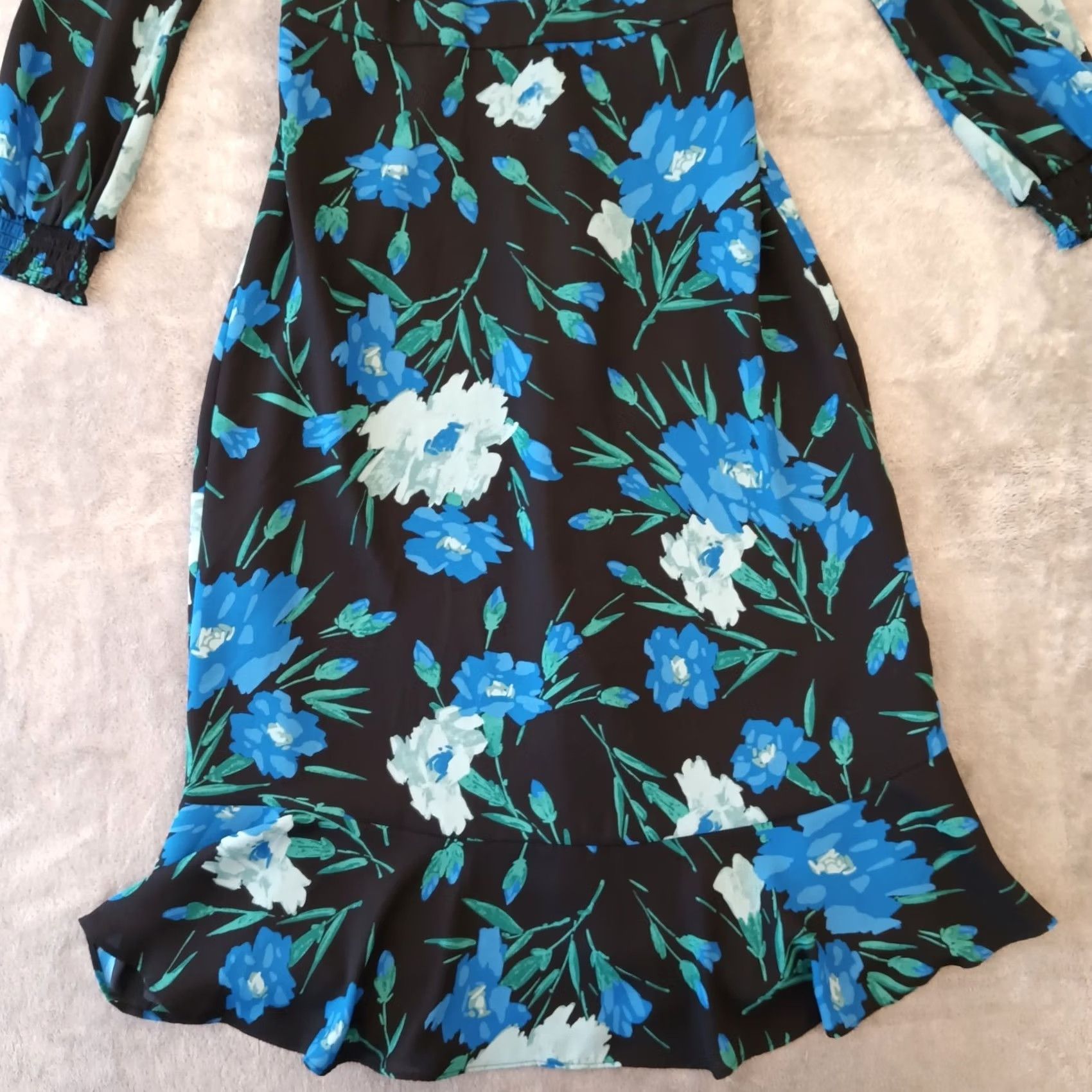J.Crew J.Crew Dress Blue Floral Long Sleeve Lined Ruffle Accent Maxi Size 00 Women Size XXS / US 00 / IT 34 - 5 Thumbnail
