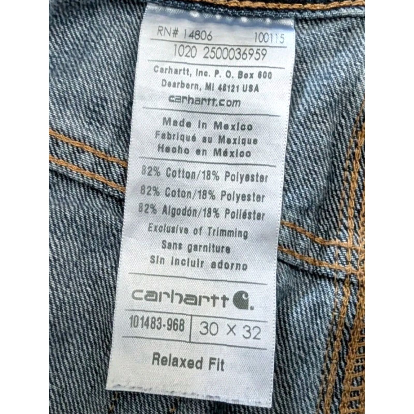 Carhartt VINTAGE Carhartt Jeans 30x32 Relaxed Fit Holter Blue Denim Mens 5-Pocket Solid Rock 101483-968 EUC Size US 30 / EU 46 - 5 Thumbnail