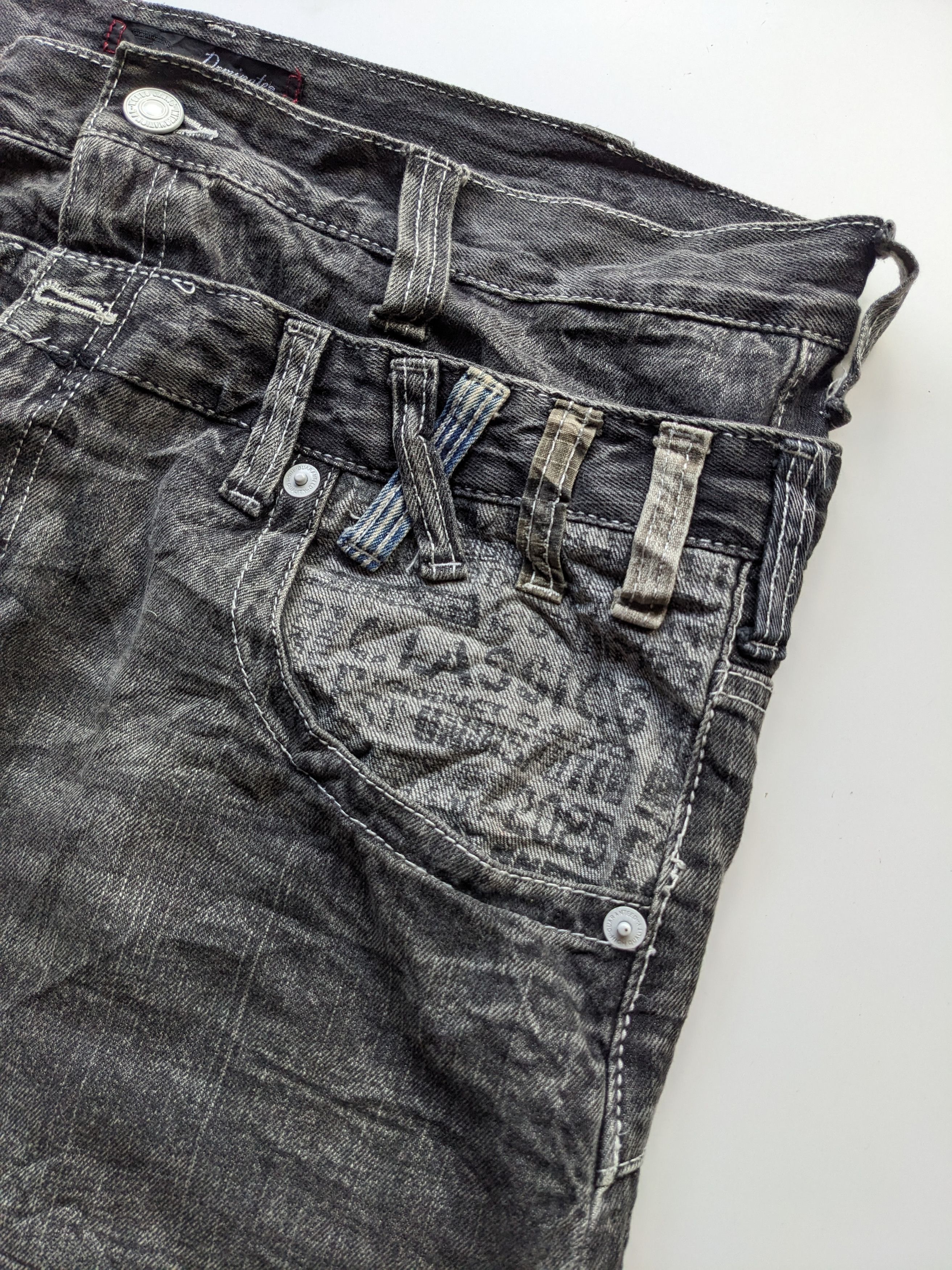 Japanese Brand Dominute handcraft double waist clawmark thunder jean Size US 39 - 7 Thumbnail