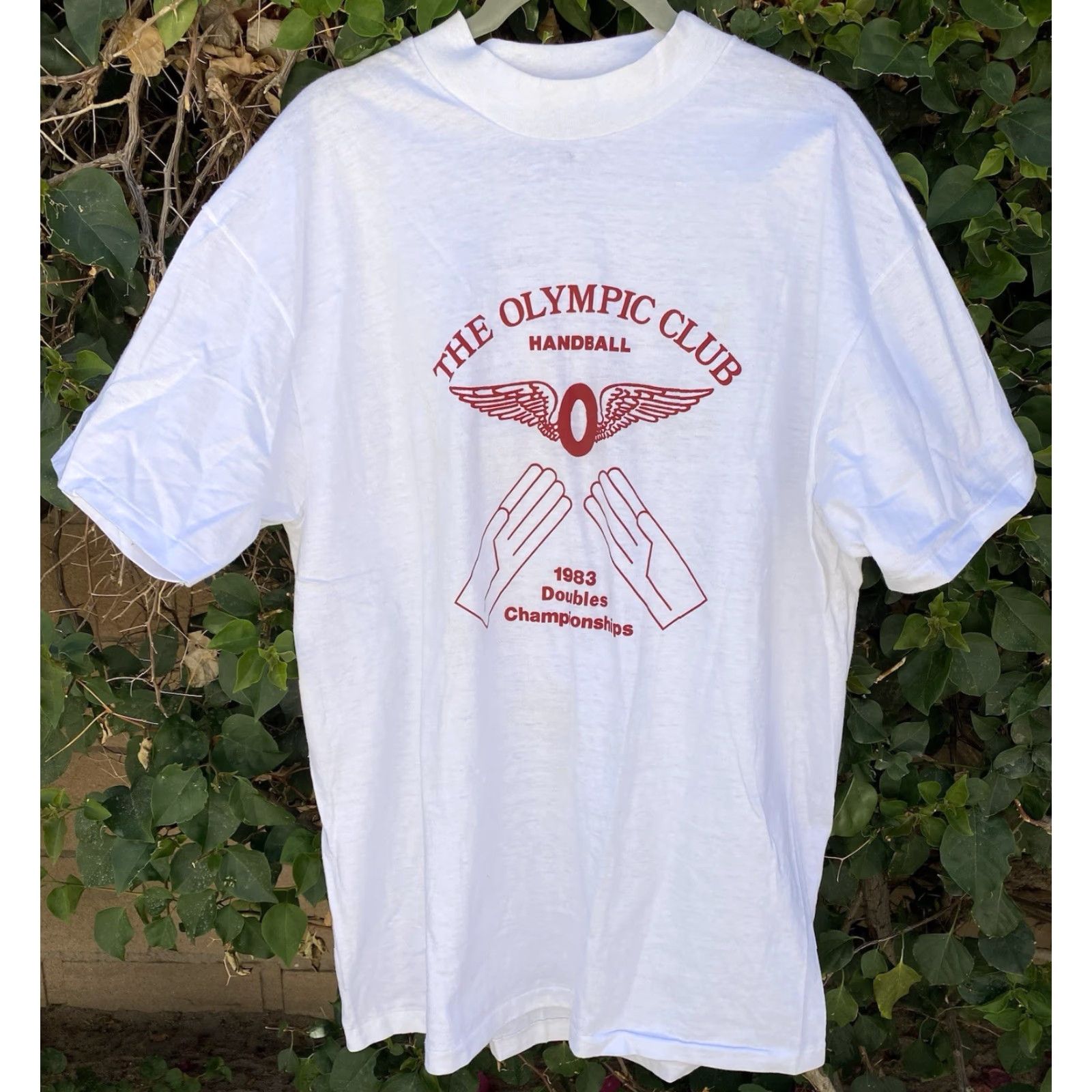 Hanes VINTAGE Hanes The Olympic Club Handball 1983 Doubles Championships T Shirt XL White 80s Mens Shirt Graphic Print Size US XL / EU 56 / 4 - 2 Thumbnail