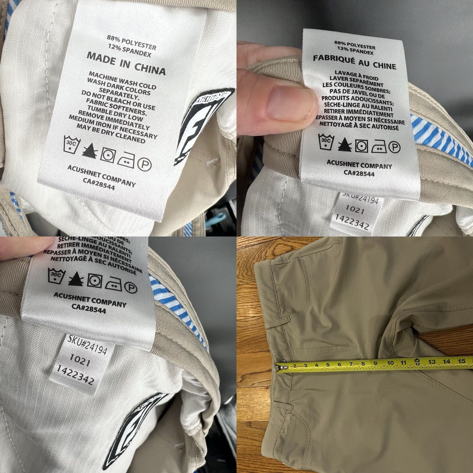 Footjoy FootJoy Men's 5-Pocket Golf Pants Beige 36x31 Athletic Fit Stretch Modern Chino Mens Straight Leg 31 Inseam Regular Rise Mid-30s XS? Size US 36 / EU 52 - 8 Thumbnail