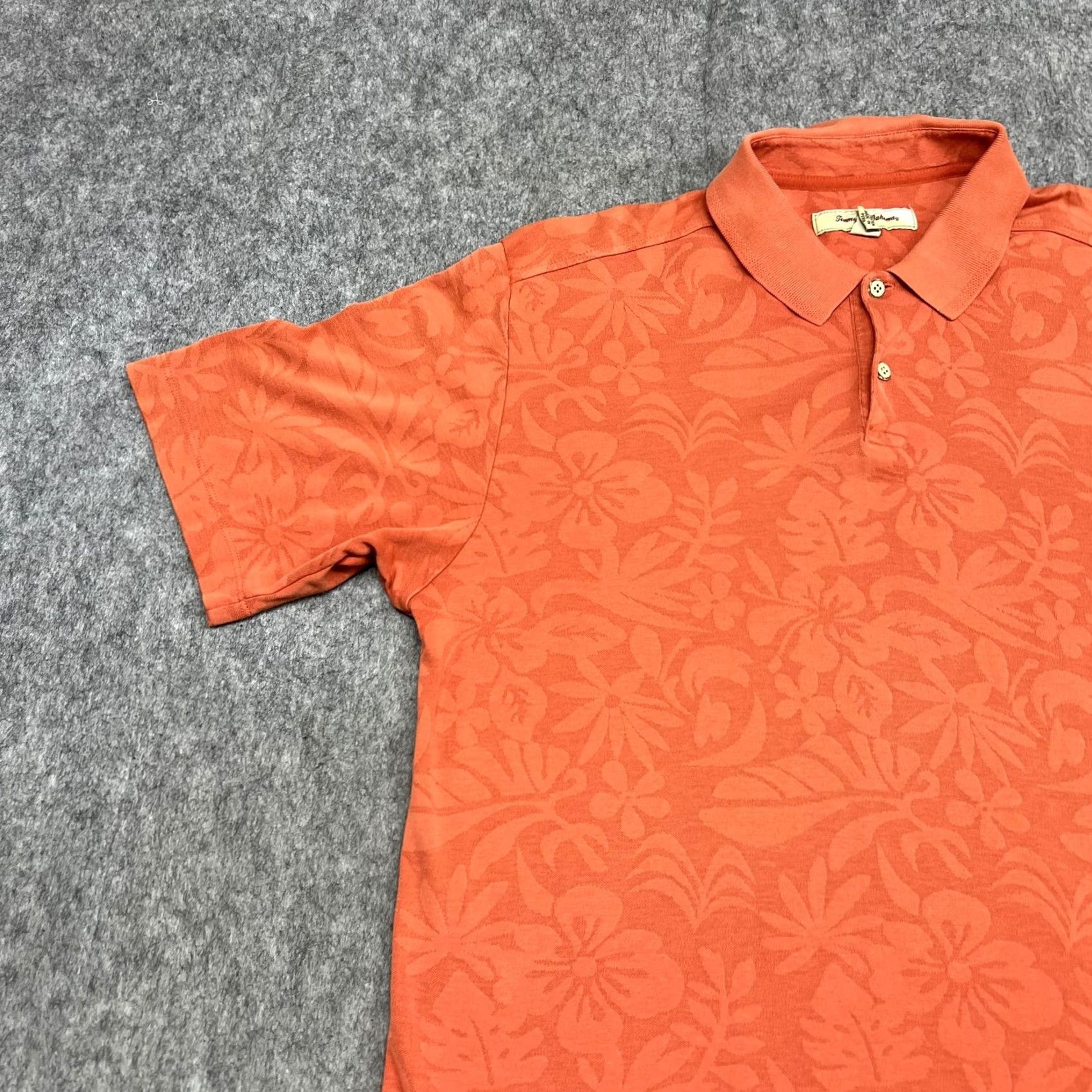 Tommy Bahama Tommy Bahama Polo Shirt Mens L Orange Floral Jacquard Pima Cotton Tropical Golf Casual Size US L / EU 52-54 / 3 - 5 Thumbnail