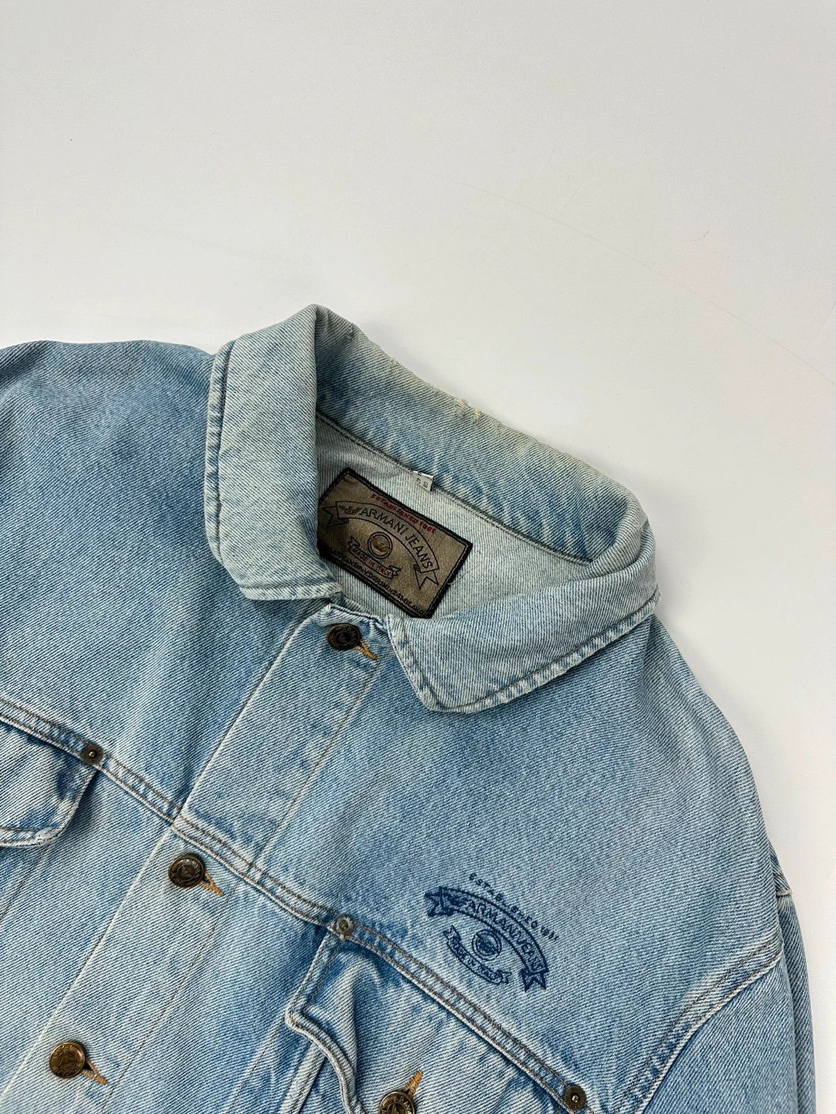 Armani Armani Jeans 90’s Wash Blue Denim Jacket Boxy Cut Size US L / EU 52-54 / 3 - 2 Thumbnail