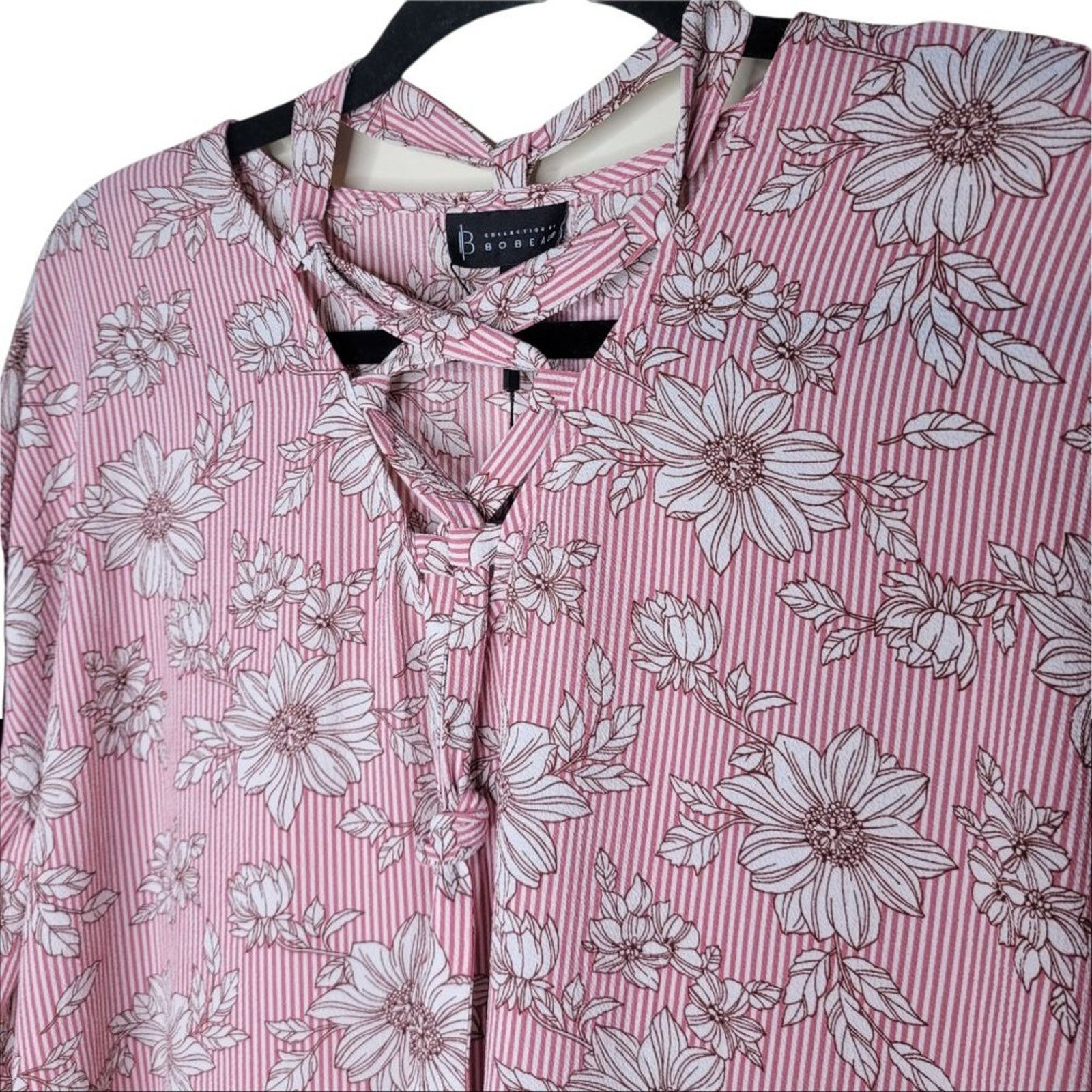 Other B Collection By Bobeau Pink Floral Striped Criss Cross Small Size S / US 4 / IT 40 - 2 Thumbnail
