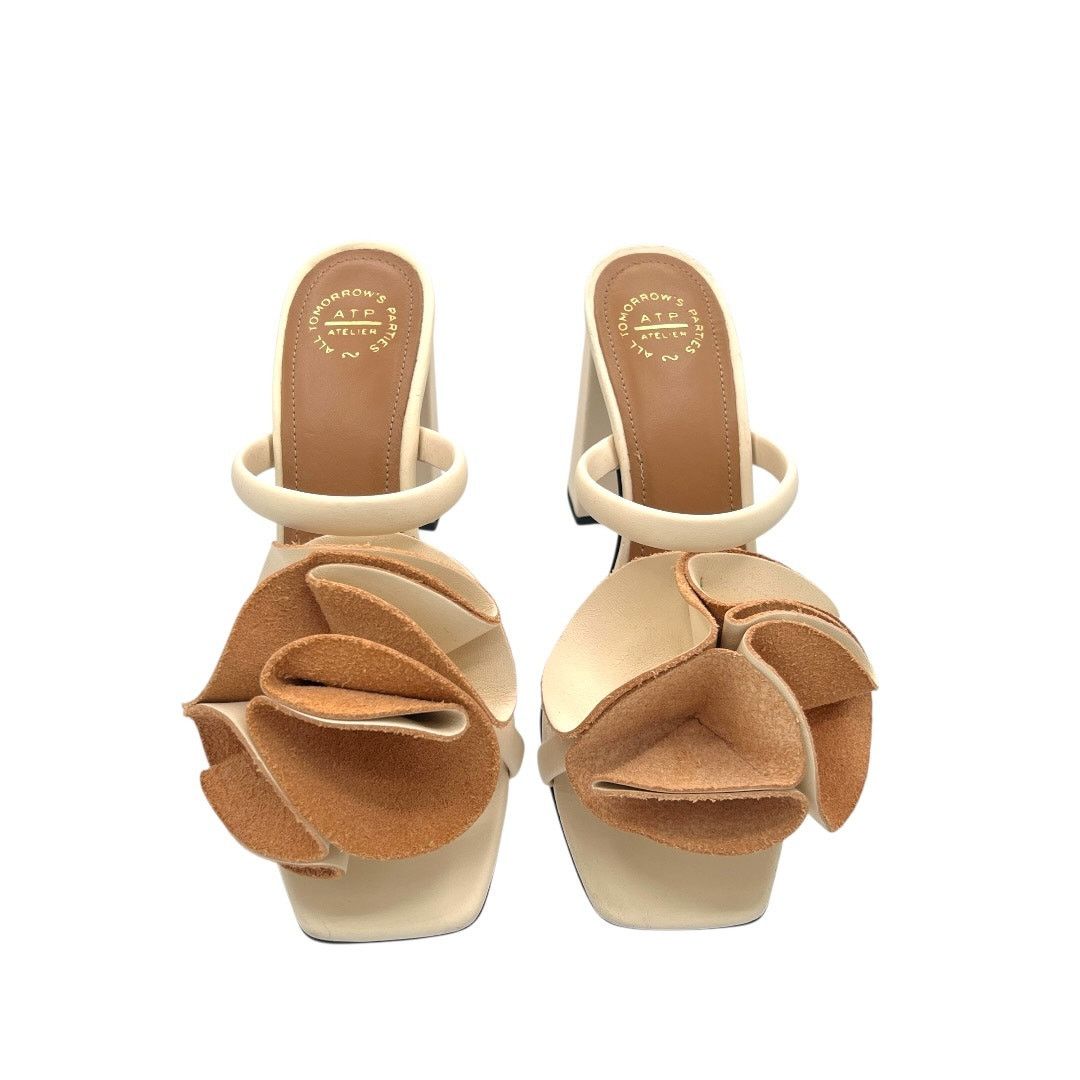 ATP Atelier Rosa Leather Flower Mule Heel 38 Sculptural Chic