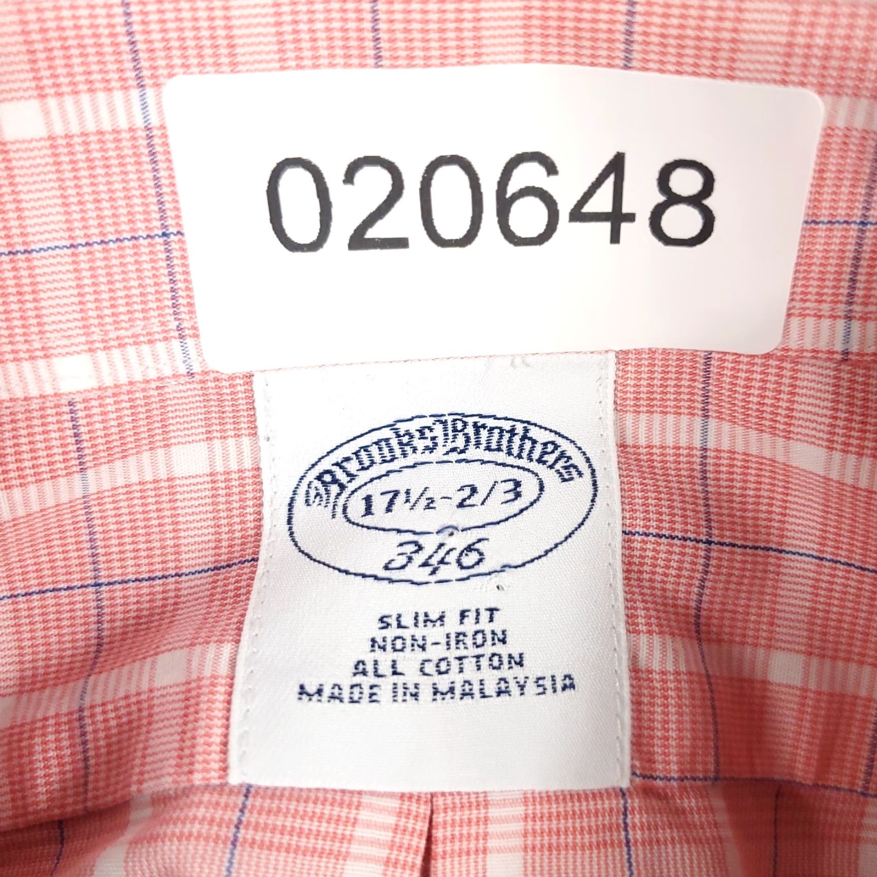 Brooks Brothers Brooks Brothers Shirt Mens 17.5 Pink Plaid Dress Shirt Long Sleeve Button-Down Regular Fit Size 46R - 7 Thumbnail
