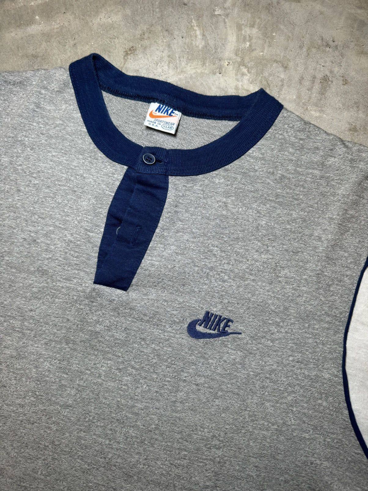 Nike 70s true vintage Nike Sportswear ringer henley single stitch Size US XL / EU 56 / 4 - 3 Thumbnail