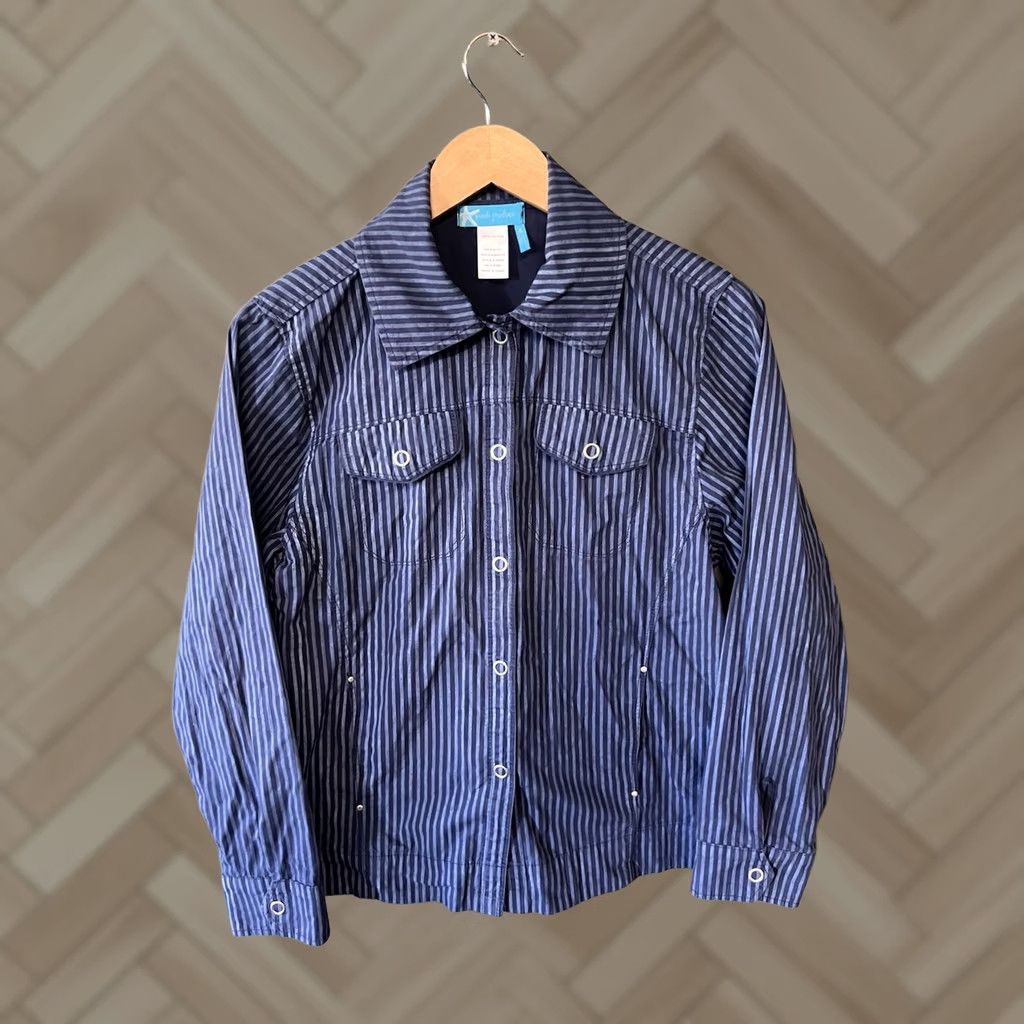 Vintage Fresh Produce Womens Blue Striped Long Sleeve Button-Up Shirt Size S Size S / US 4 / IT 40 - 1 Thumbnail