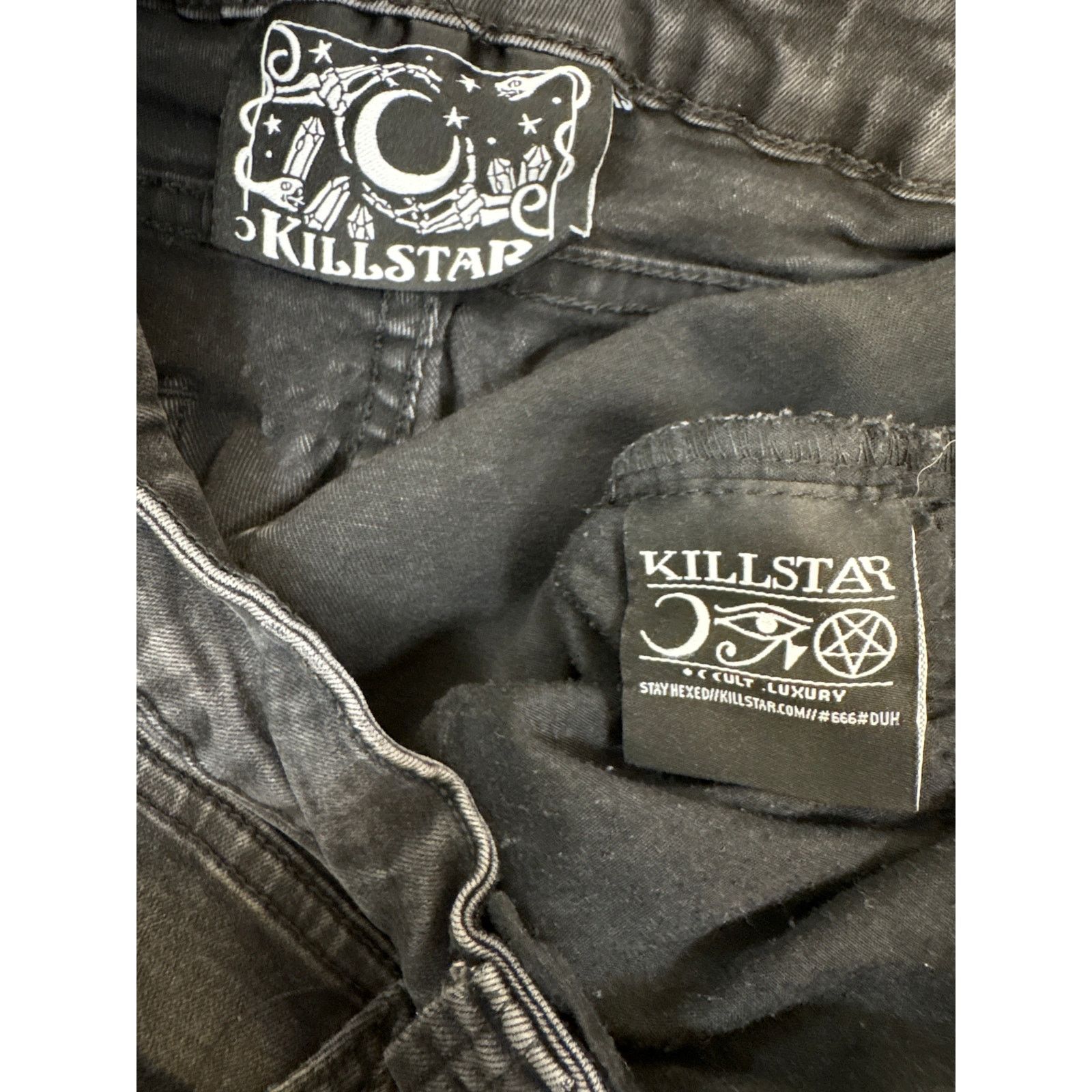 Killstar Kill star Black jeans goth tech zipper jogger 24x30 punk emo Size 24" / US 00 / IT 34 - 3 Thumbnail
