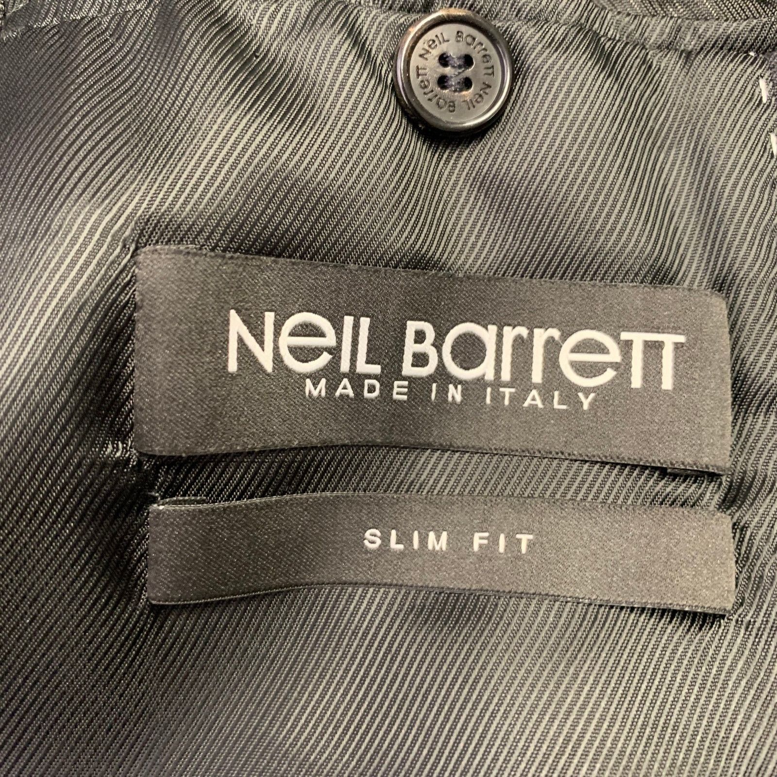 Neil Barrett Black Grey Pinstripe Wool Ombre Effect Slim Fit Sport Coat Size 40R - 7 Thumbnail