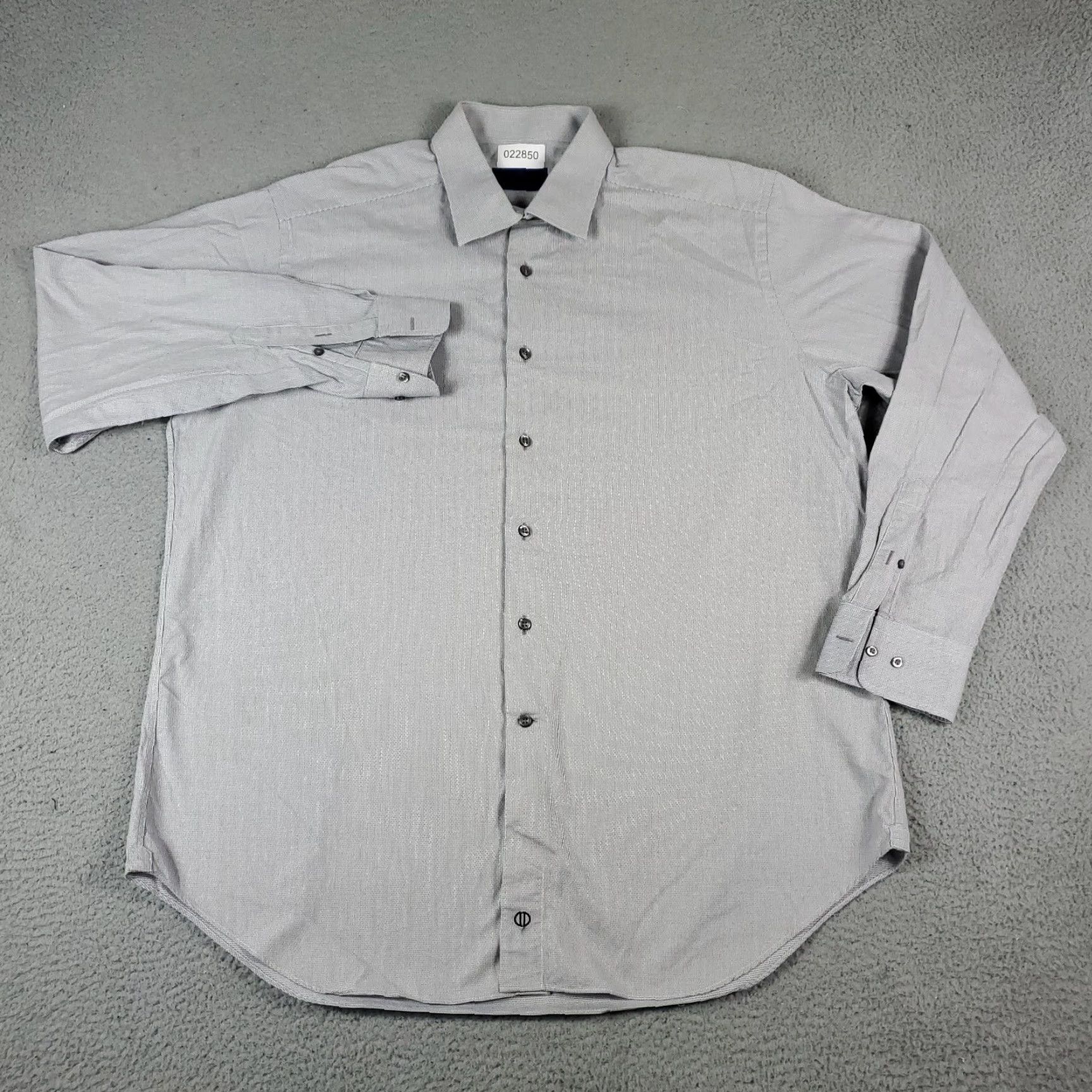 David Donahue David Donahue Gray Dress Shirt Mens 18 Long Sleeve Button Up Geometric Classic Size 48R - 2 Thumbnail