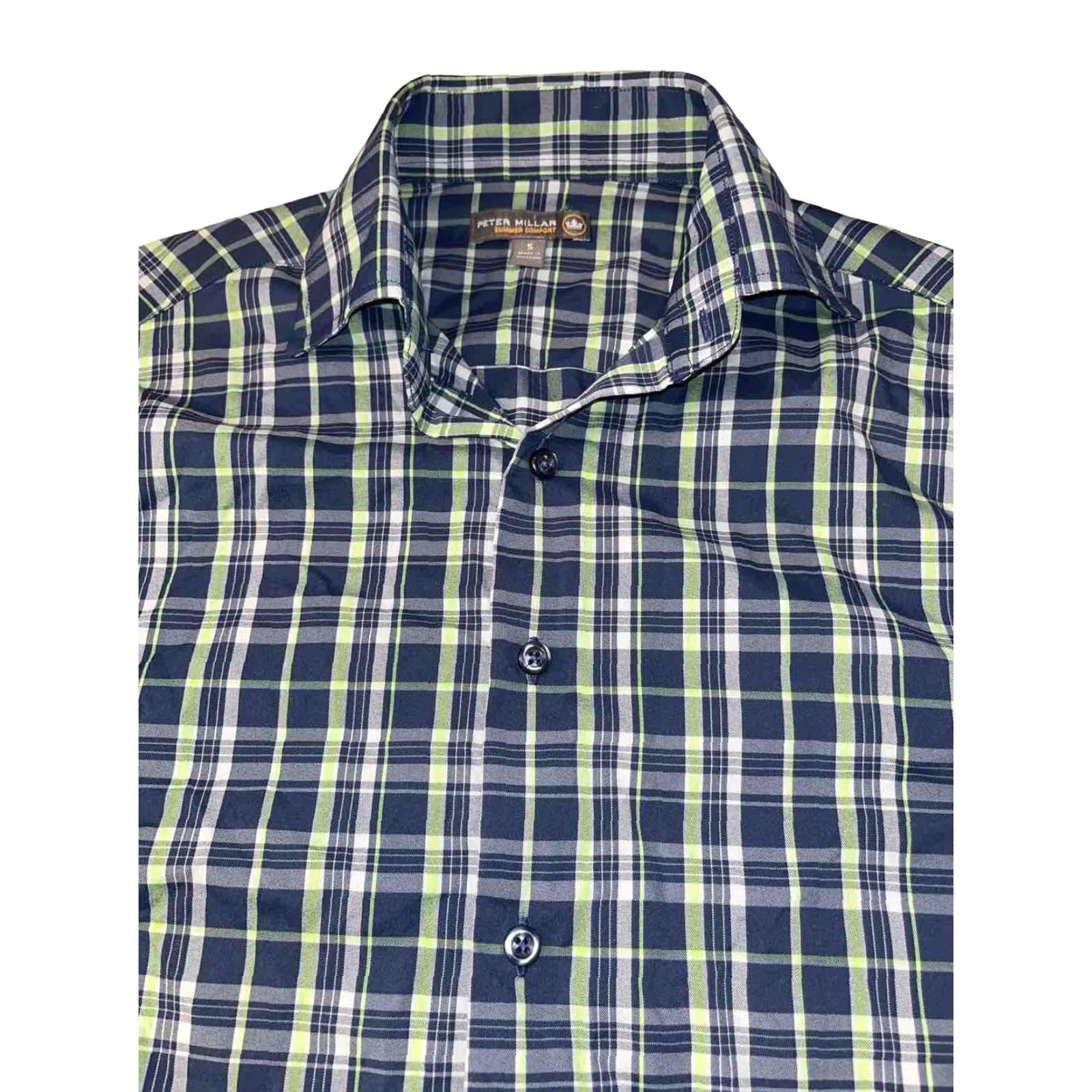 Peter Millar Peter Millar SUMMER COMFORT SHIRT Golf Plaid Lime Green White Blue Men’s Small Size US S / EU 44-46 / 1 - 2 Thumbnail