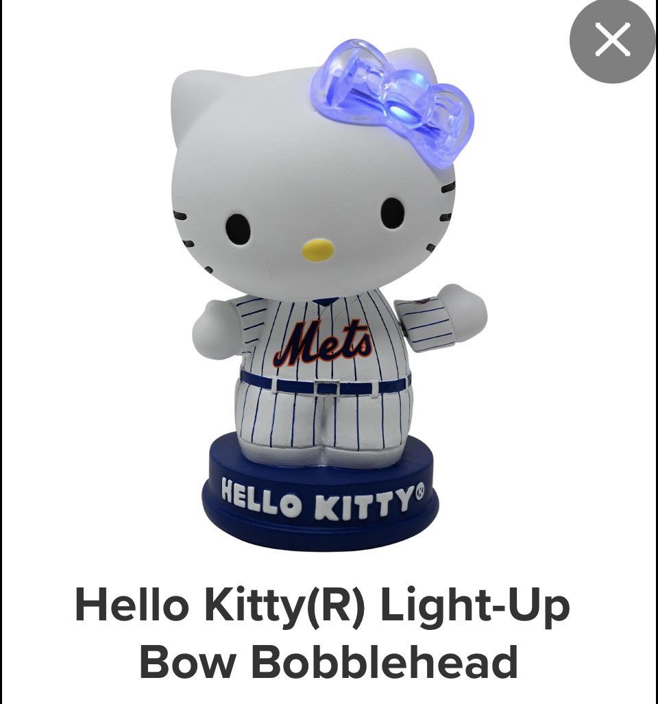 image of Mlb New York Mets Hello Kitty Light-Up Bow Bobblehead Sga 5 in Blue, Men's