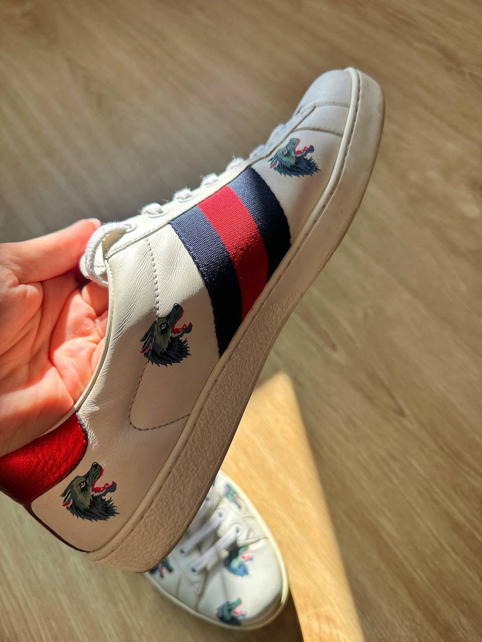 Gucci Gucci Ace Leather Wolf Size US 8.5 / EU 41-42 - 4 Thumbnail