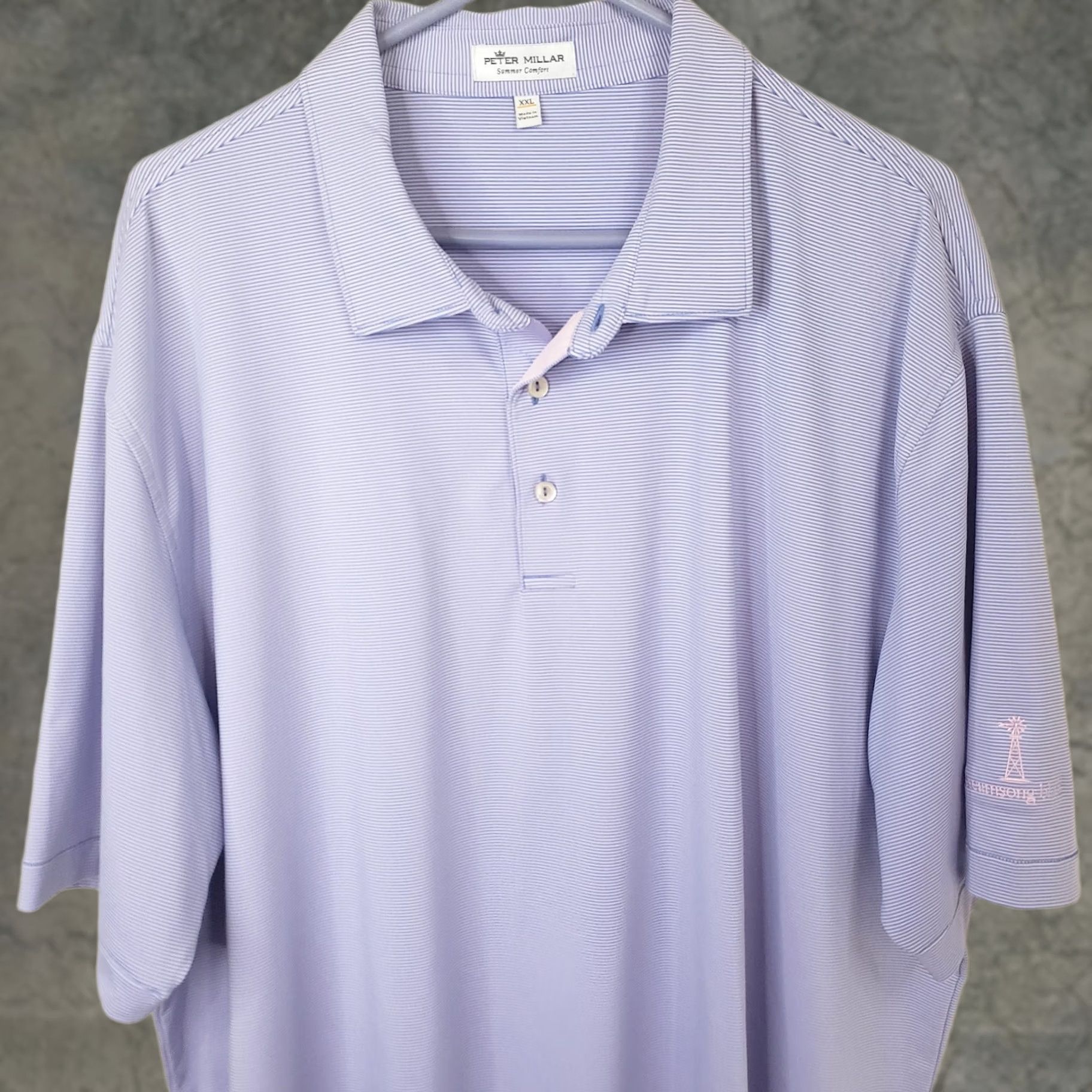 Peter Millar Peter Millar Summer Comfort Polo Shirt XXL Blue Striped Short Sleeve Logo Embroidered Golf Men Classic Outdoor Sports Shirt Size US XXL / EU 58 / 5 - 1 Thumbnail