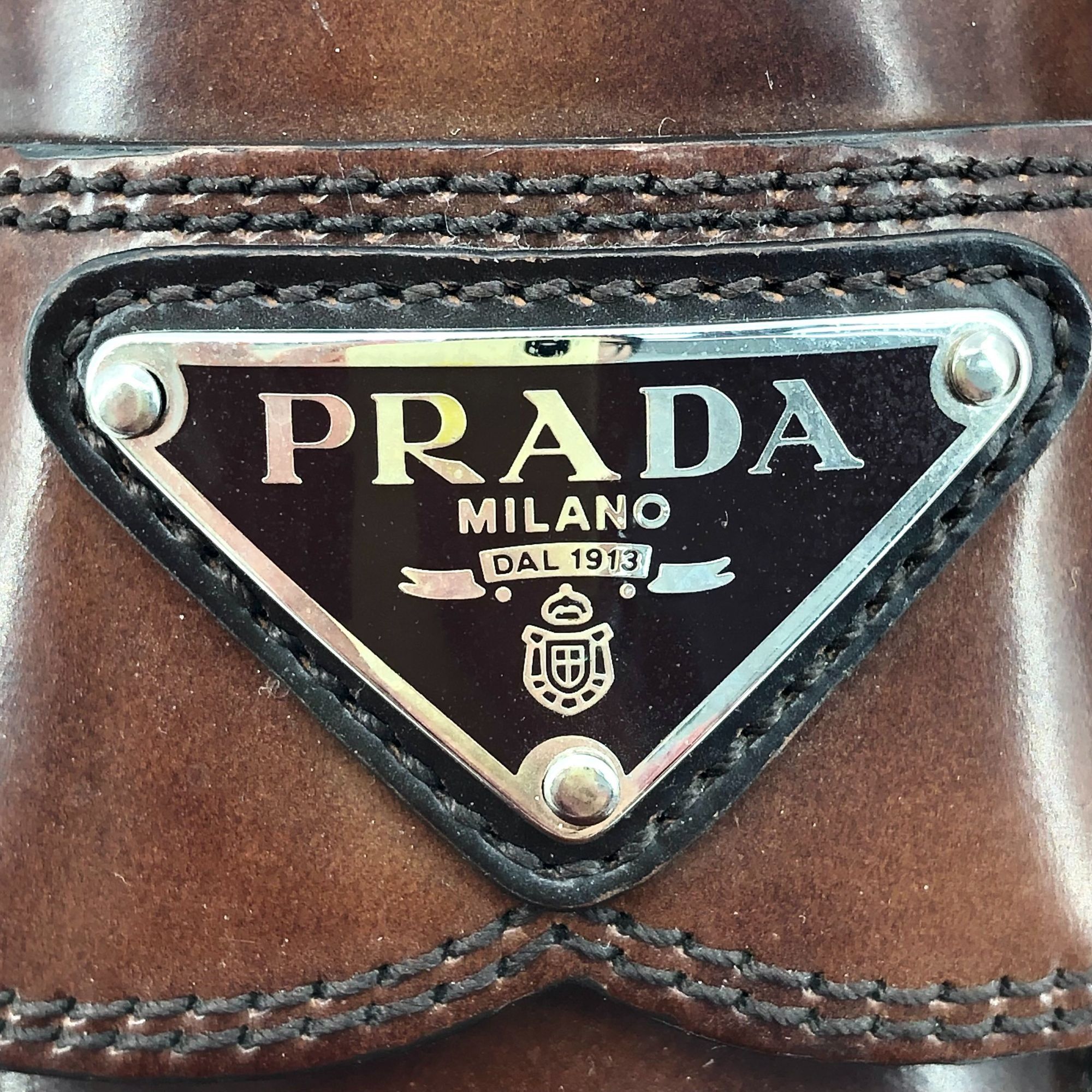 Prada Prada Womens Brown Leather Logo Loafers Size 35 Thick Sole M Size US 5 / IT 35 - 2 Thumbnail
