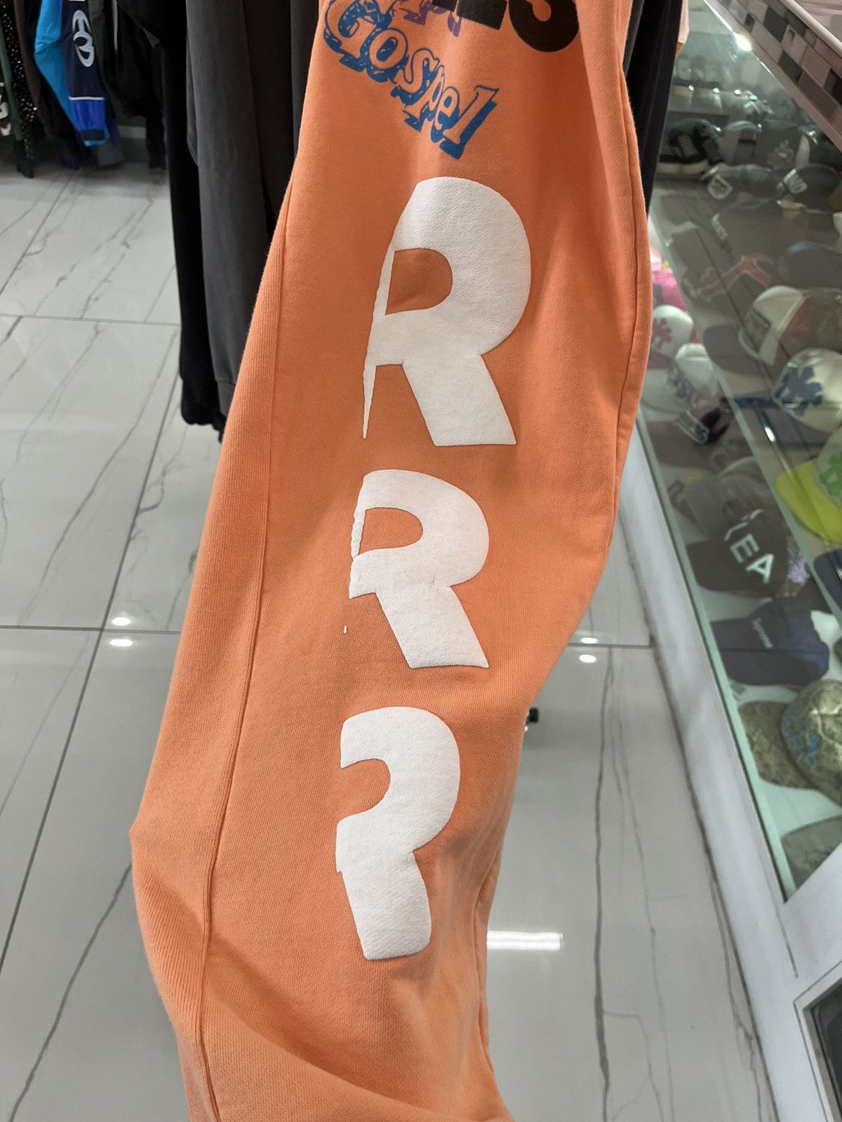 RRR-123 Graffiti Letter Orange Sweatpants Size US 34 / EU 50 - 2 Thumbnail