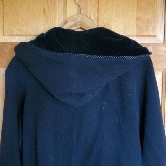Worthington Worthington Black Wool Heavy Velvet Hooded Lined Button Sz. Size M / US 6-8 / IT 42-44 - 6 Thumbnail