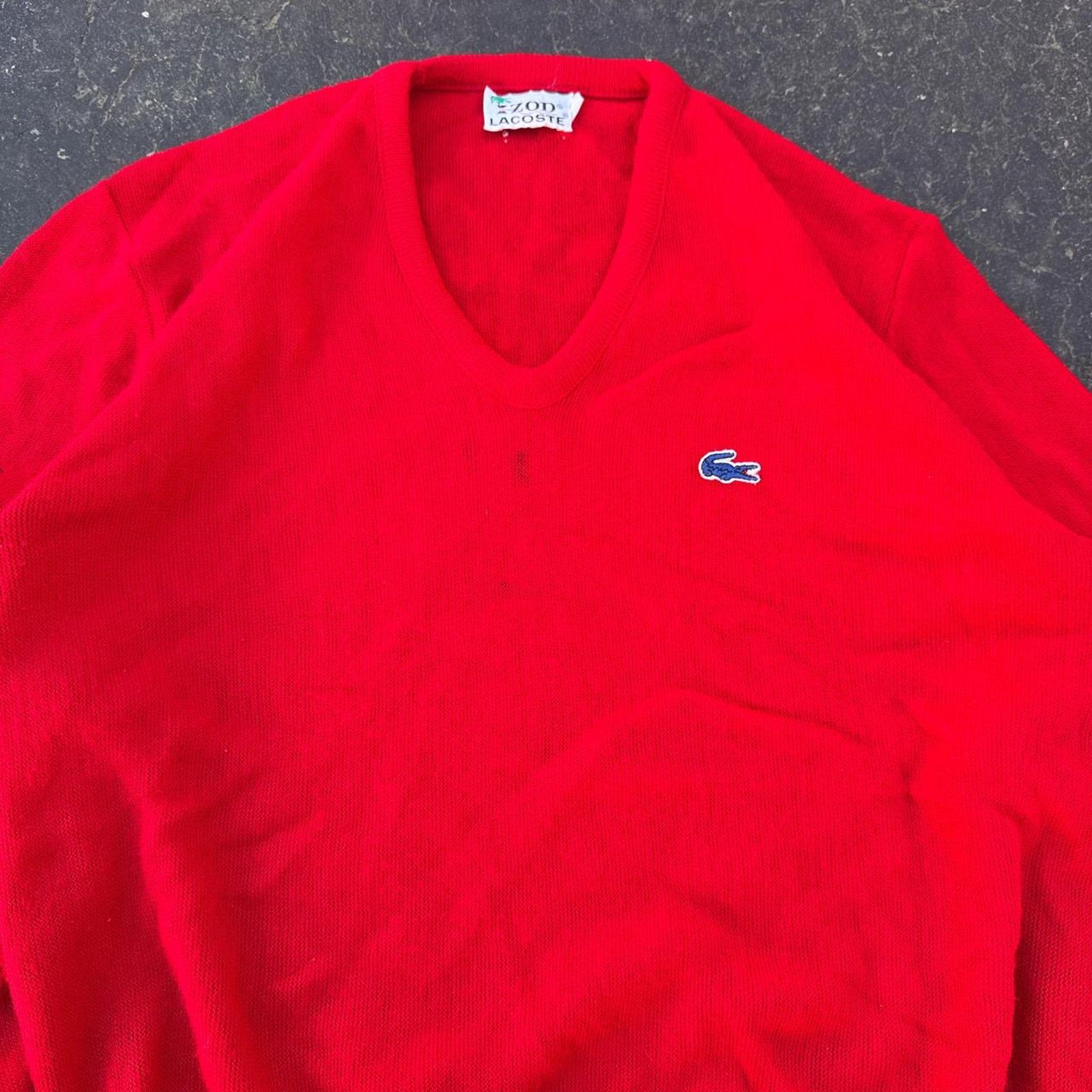 Lacoste Vintage 60s Izod Lacoste Knit V-Neck Sweater Size Large Size US L / EU 52-54 / 3 - 3 Thumbnail
