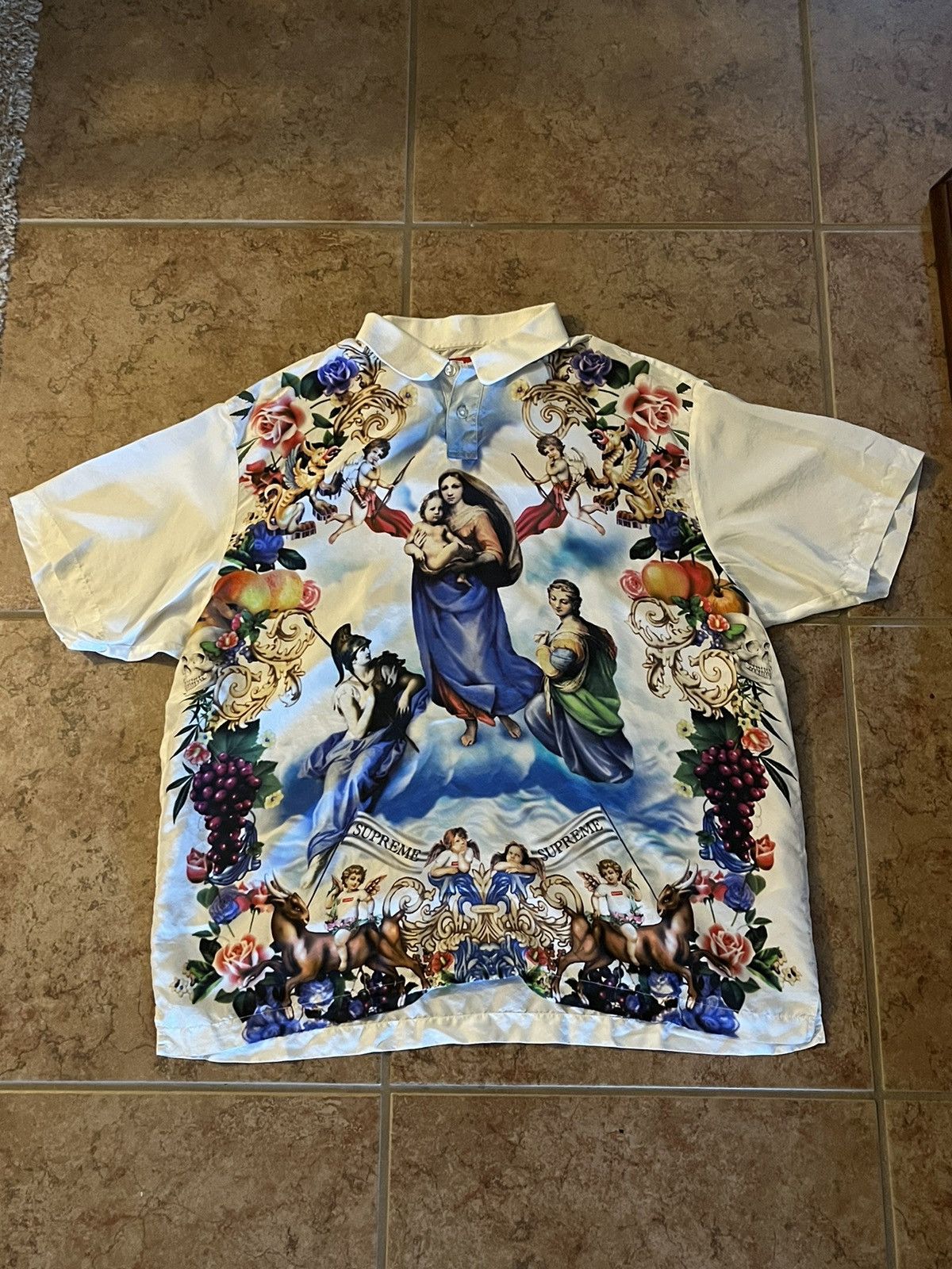 supreme heavenly silk polo 人気の贈り物が - トップス