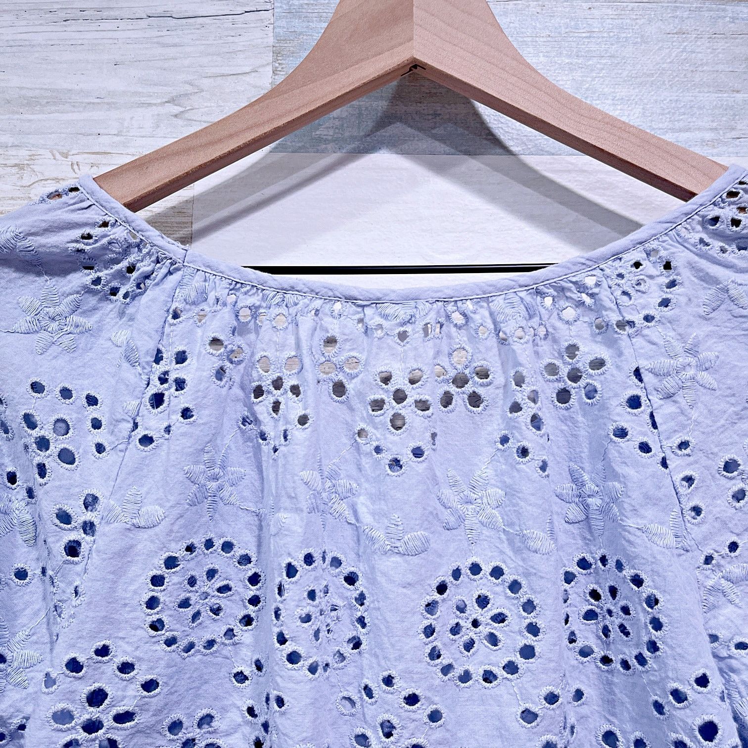 Other JOIE Ruffle Embroidered Drawstring Hem Blouse Blue Womens XS Size XS / US 0-2 / IT 36-38 - 6 Thumbnail