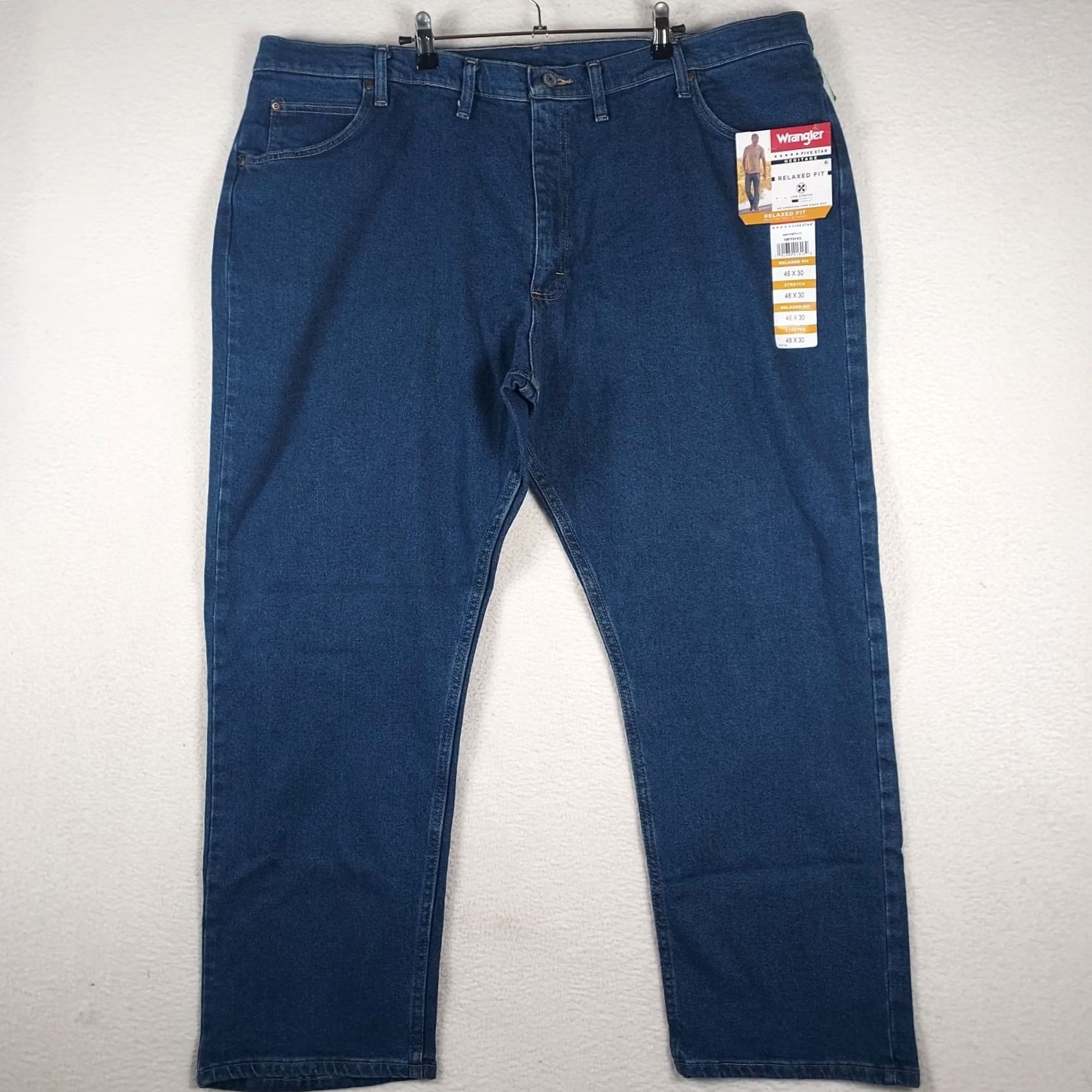 Wrangler Wrangler Five Star Relaxed Fit Jeans Mens 46x30 Stretch Denim NWT Blue 5-Pocket Logo Straight Jeans Mens LGE40 Size US 30 / EU 46 - 2 Thumbnail