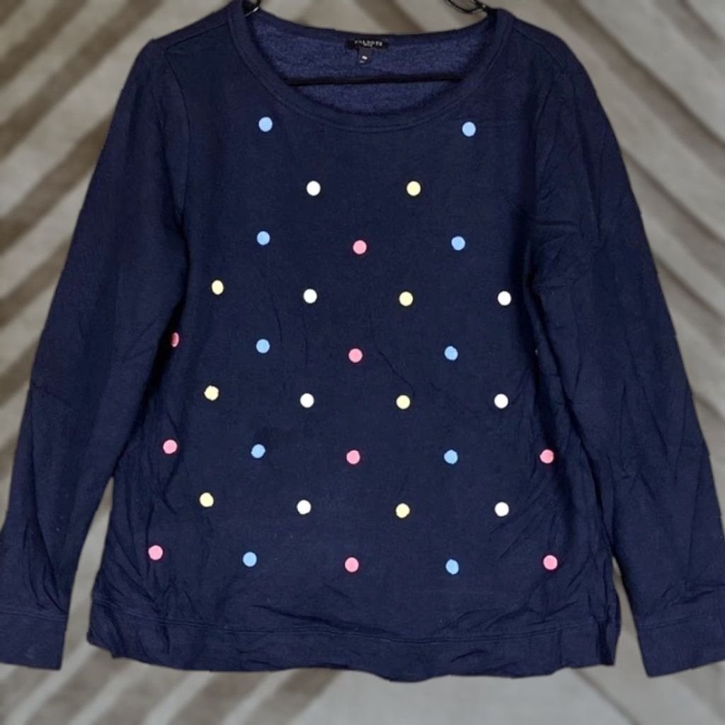 Talbots Talbots Womens Sweater Navy Polka Dot Crew Neck Long Sleeve Cotton Blend MP Size M / US 6-8 / IT 42-44 - 1 Thumbnail
